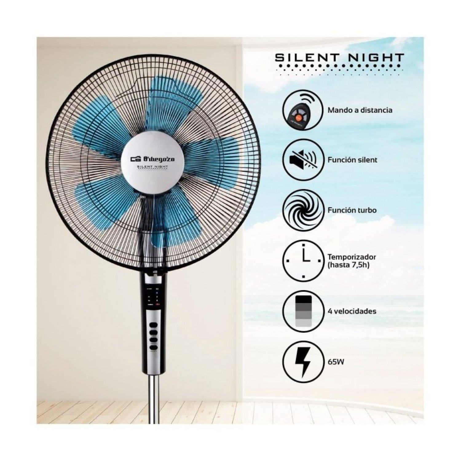 Orbegozo SF 0640 · Ventilador de Pie 40cm · 65W · 5 Aspas · 2 Velocidades