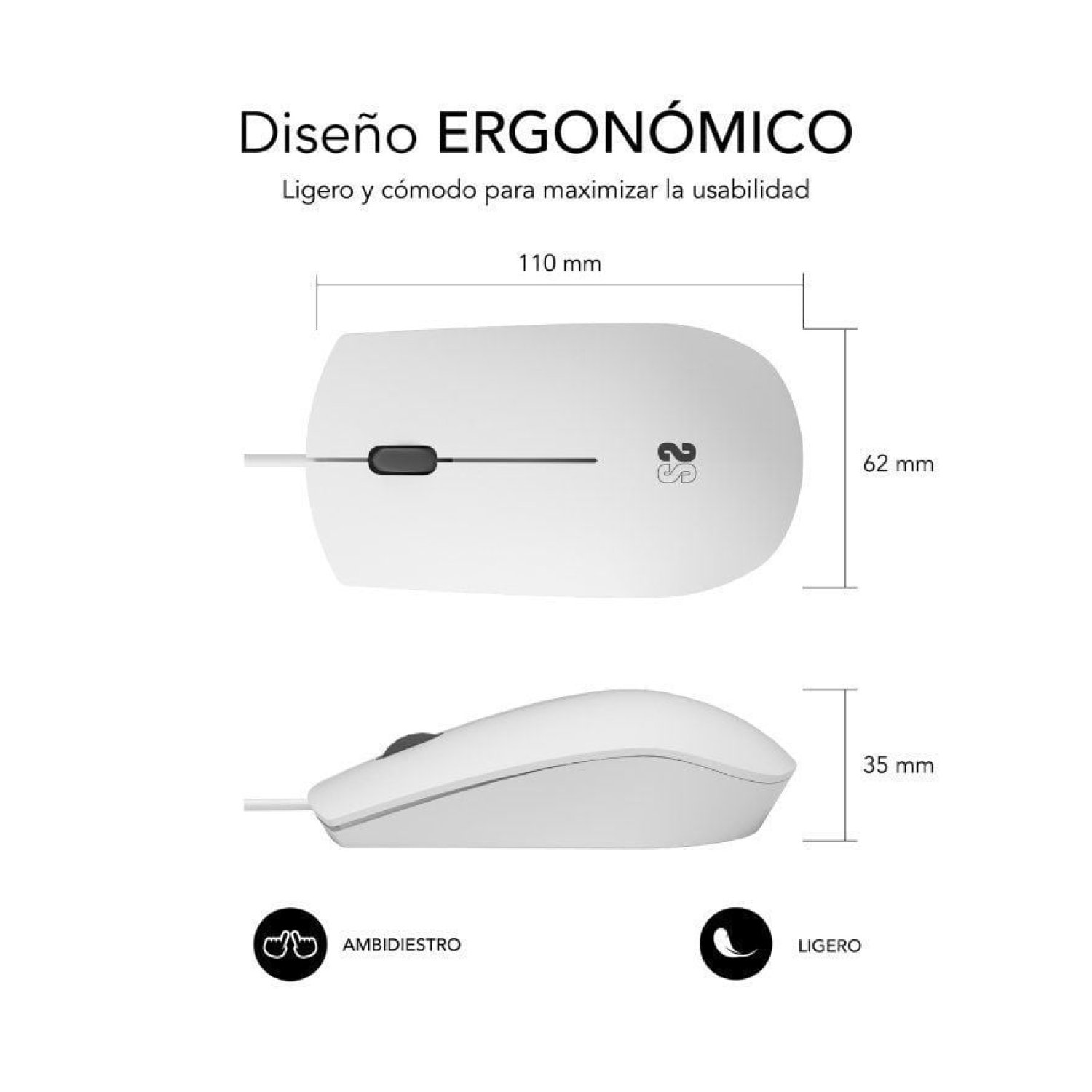 Subblim Business Silencioso · Ratón · Hasta 1200 DPI · Blanco
