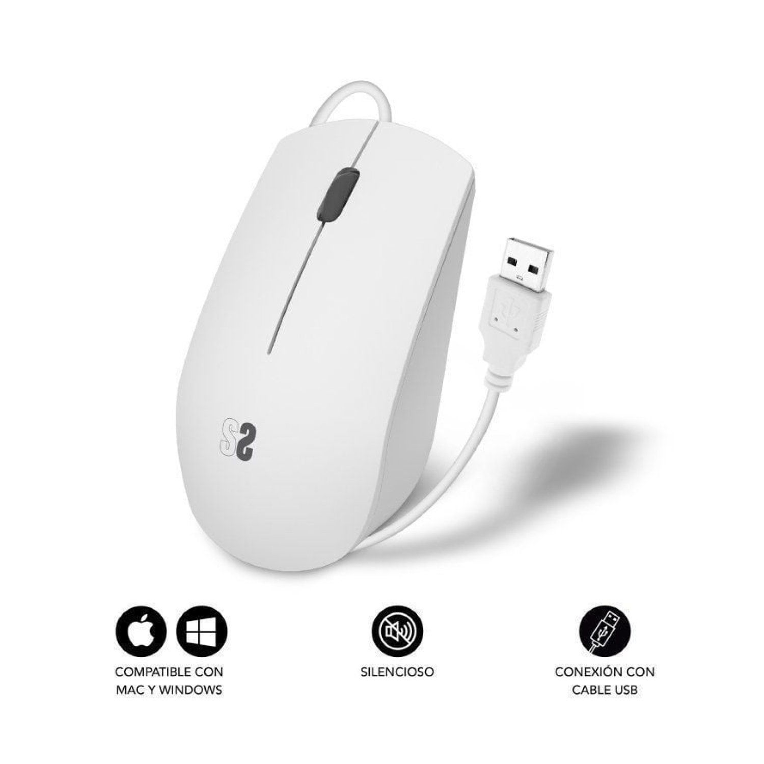 Subblim Business Silencioso · Ratón · Hasta 1200 DPI · Blanco