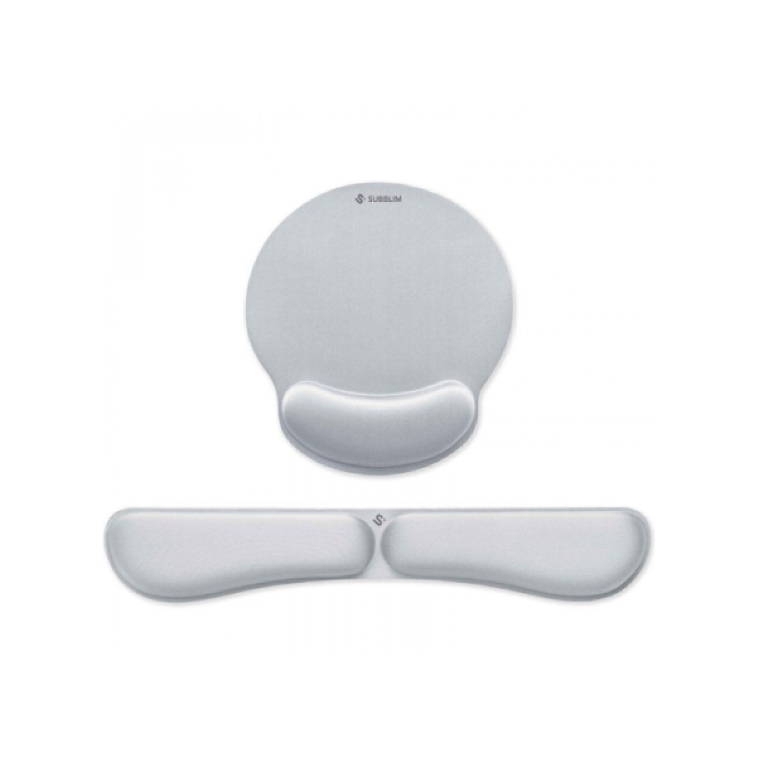 Subblim Ergo MemoryFlex · Pack Reposamuñecas + Alfombrilla Ergonómica · Plateado
