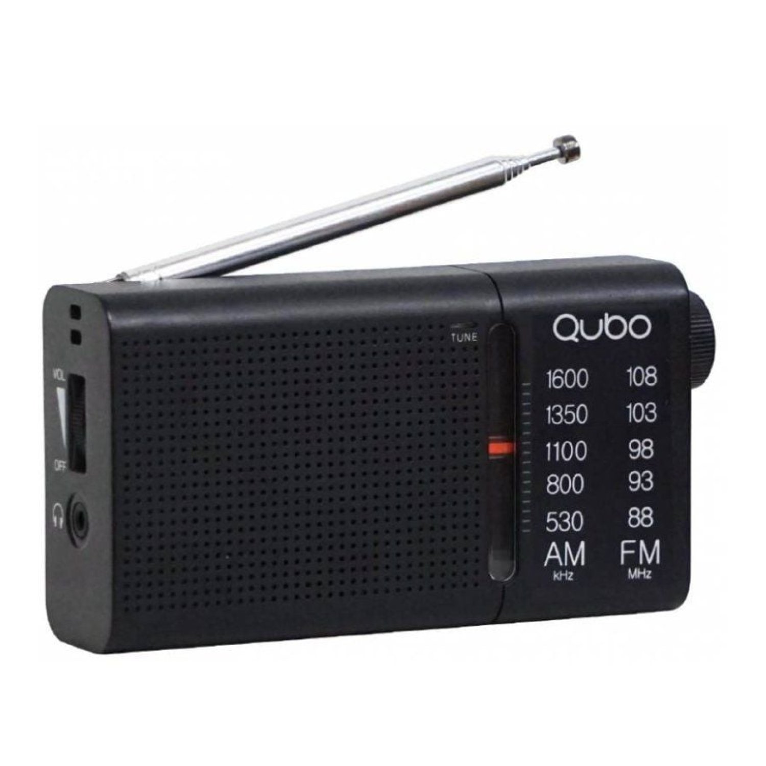Qubo RS-2 · Radio Portátil · a Pilas · Cable · Negra