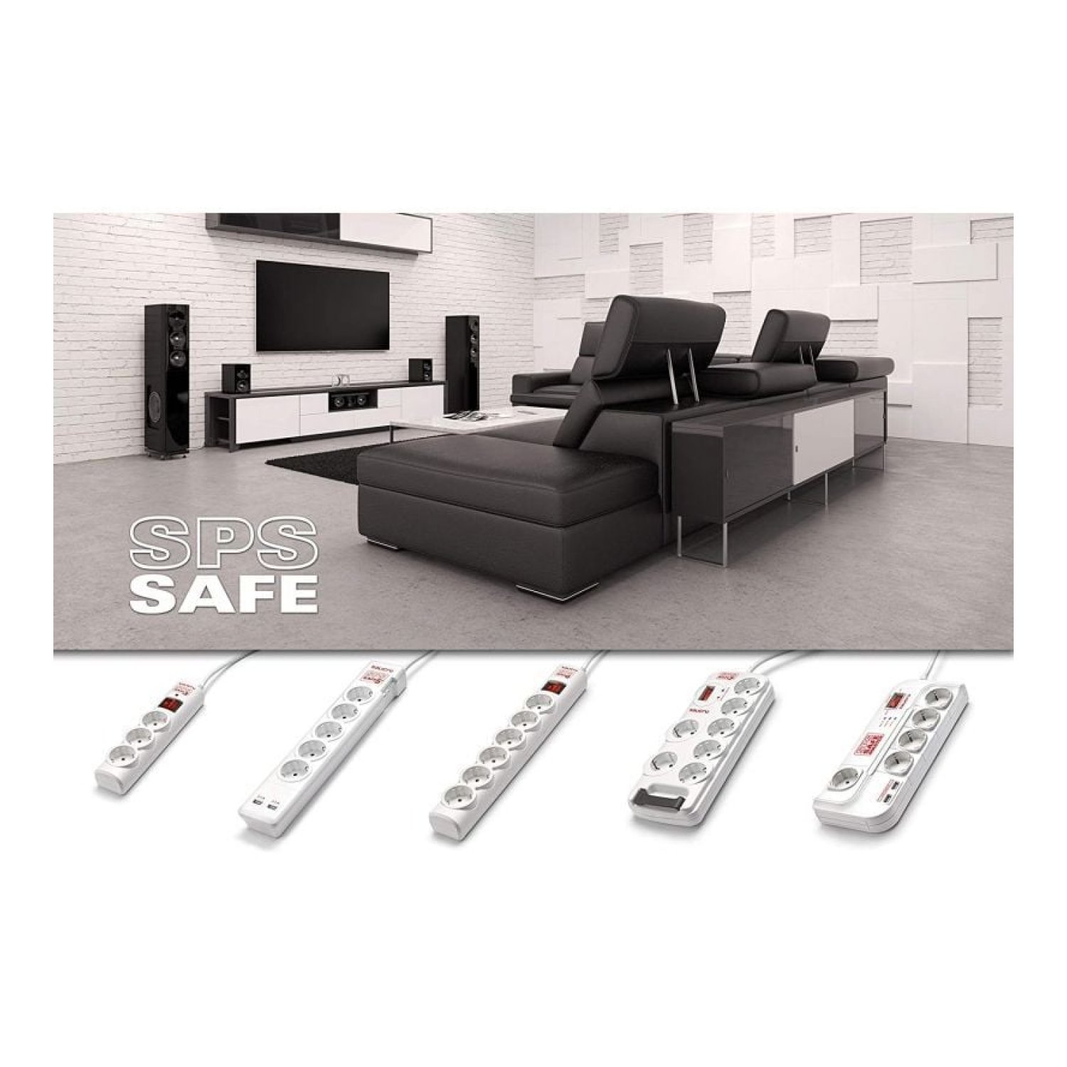 Salicru SPS Safe · Regleta 3 Tomas · Cable 1,5m · Blanca