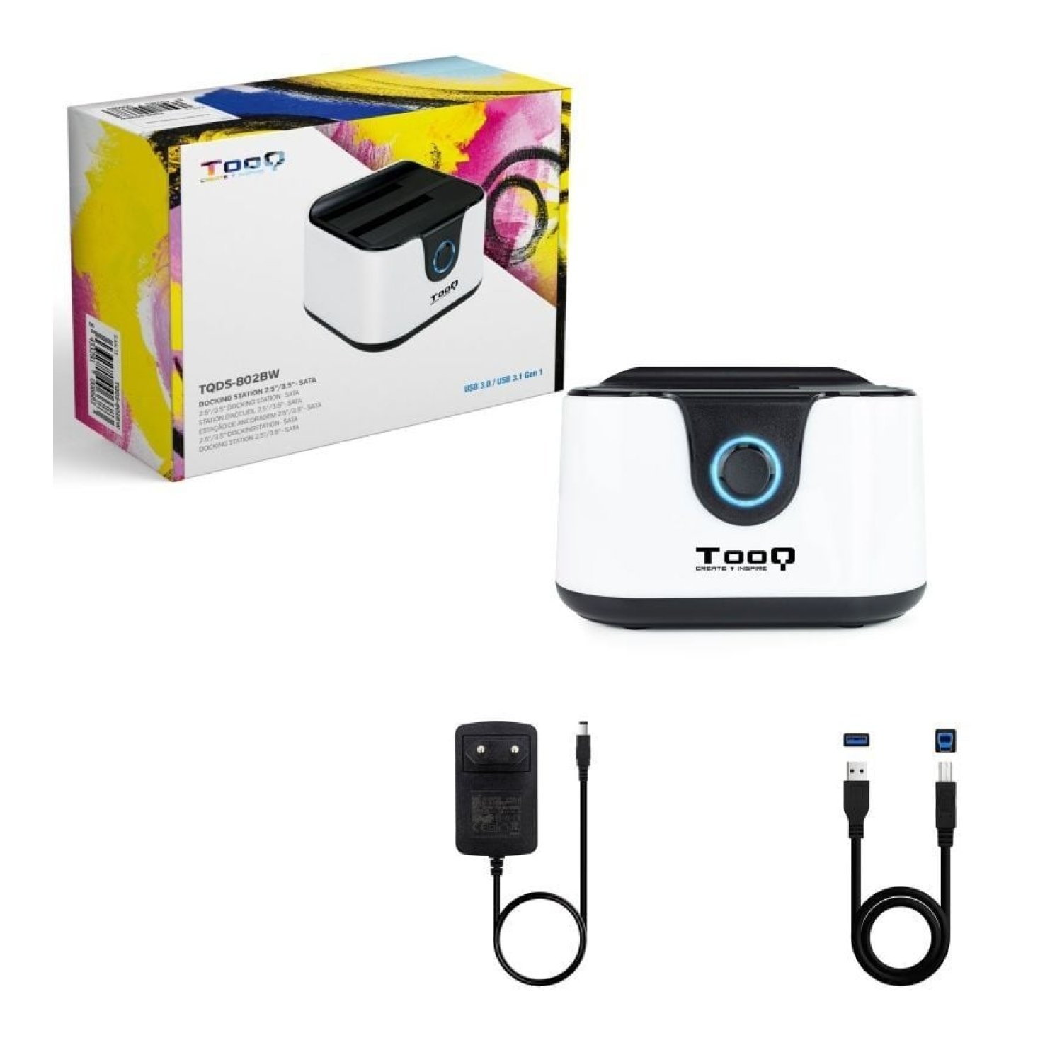 TooQ Docking Station TQDS-802BW · Para Discos Duros · USB 3.0