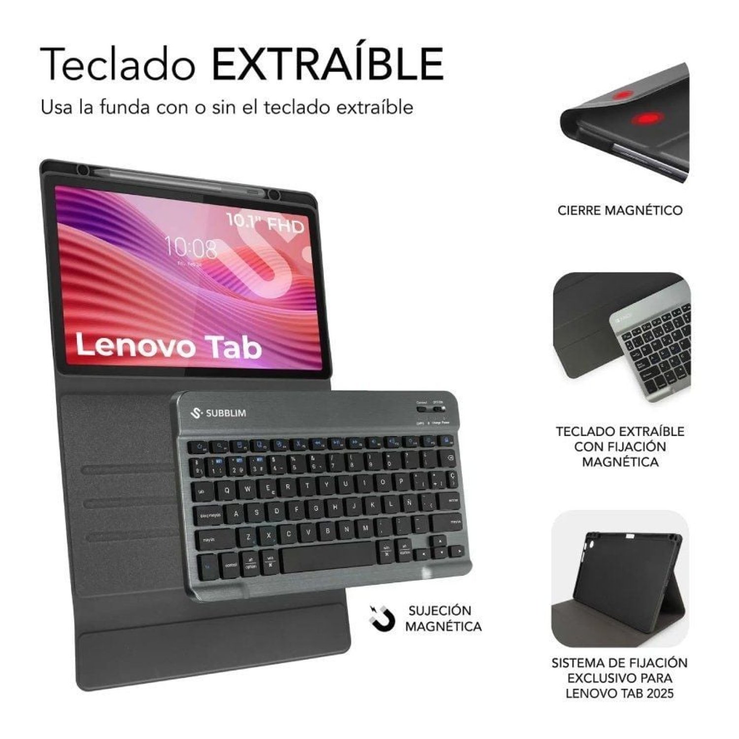 Subblim Shock Case · Funda con Teclado · Lenovo Tab 10,1" · Negra