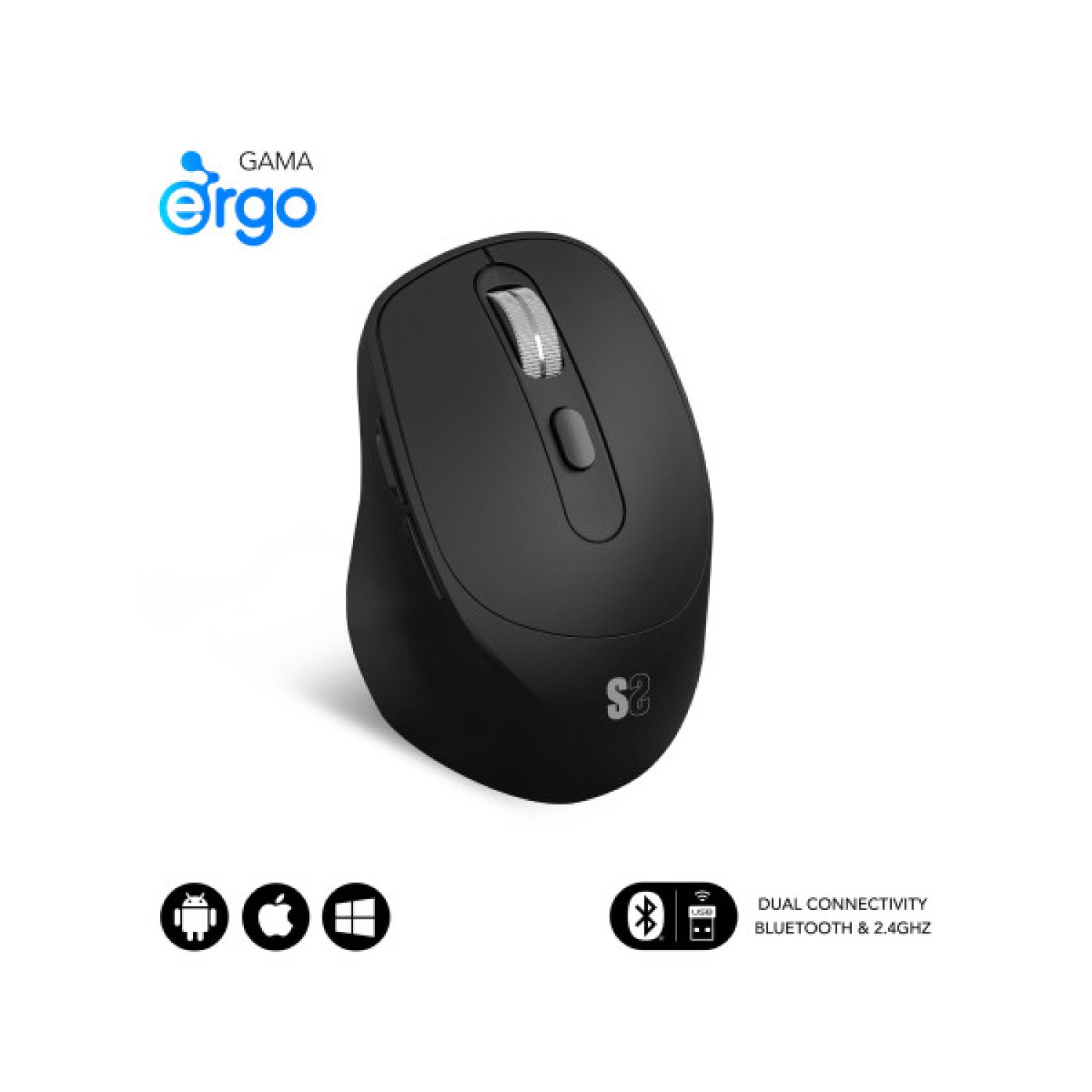 Subblim Comfort Ergo · Ratón Ergonómico Inalámbrico · 2400 DPI · Batería Recargable