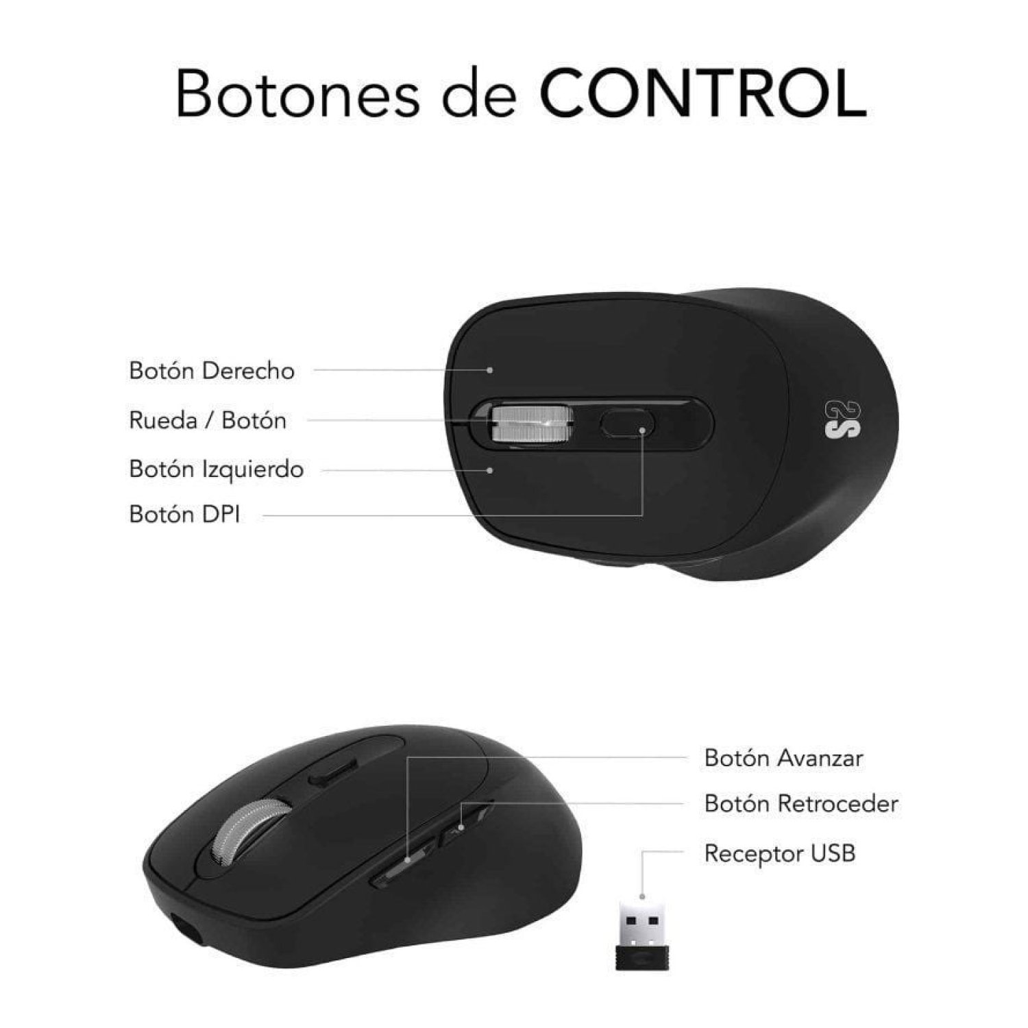 Subblim Comfort Ergo · Ratón Ergonómico Inalámbrico · 2400 DPI · Batería Recargable