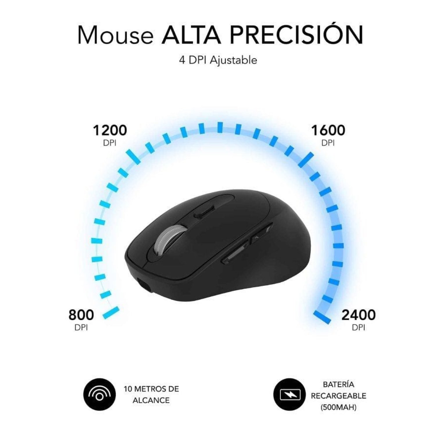 Subblim Comfort Ergo · Ratón Ergonómico Inalámbrico · 2400 DPI · Batería Recargable