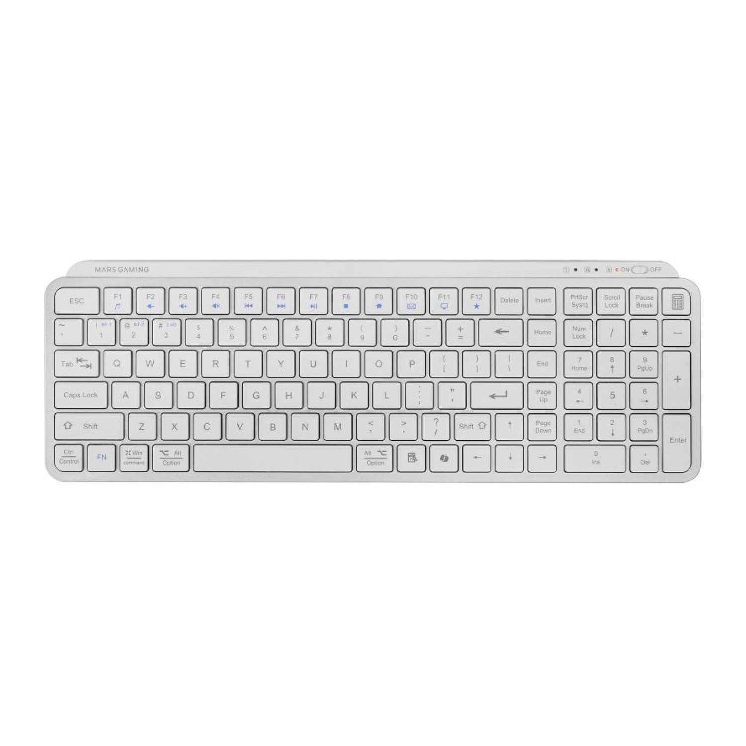 Mars Gaming MK-Silenkeys · Teclado Compacto Inalámbrico · Blanco