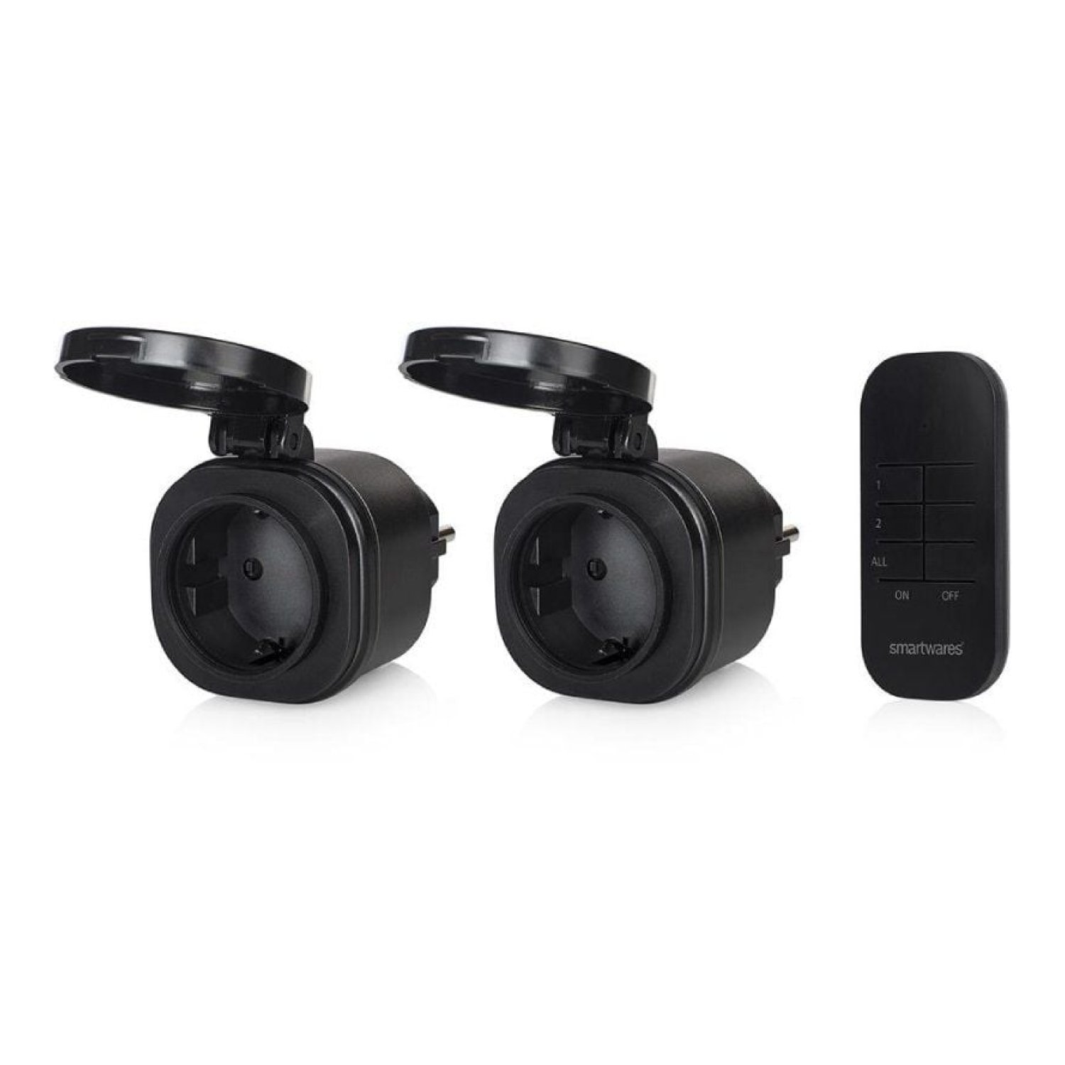 Smartwares · Set Mini Enchufes Exterior Inteligentes · 3 Unidades · Negros