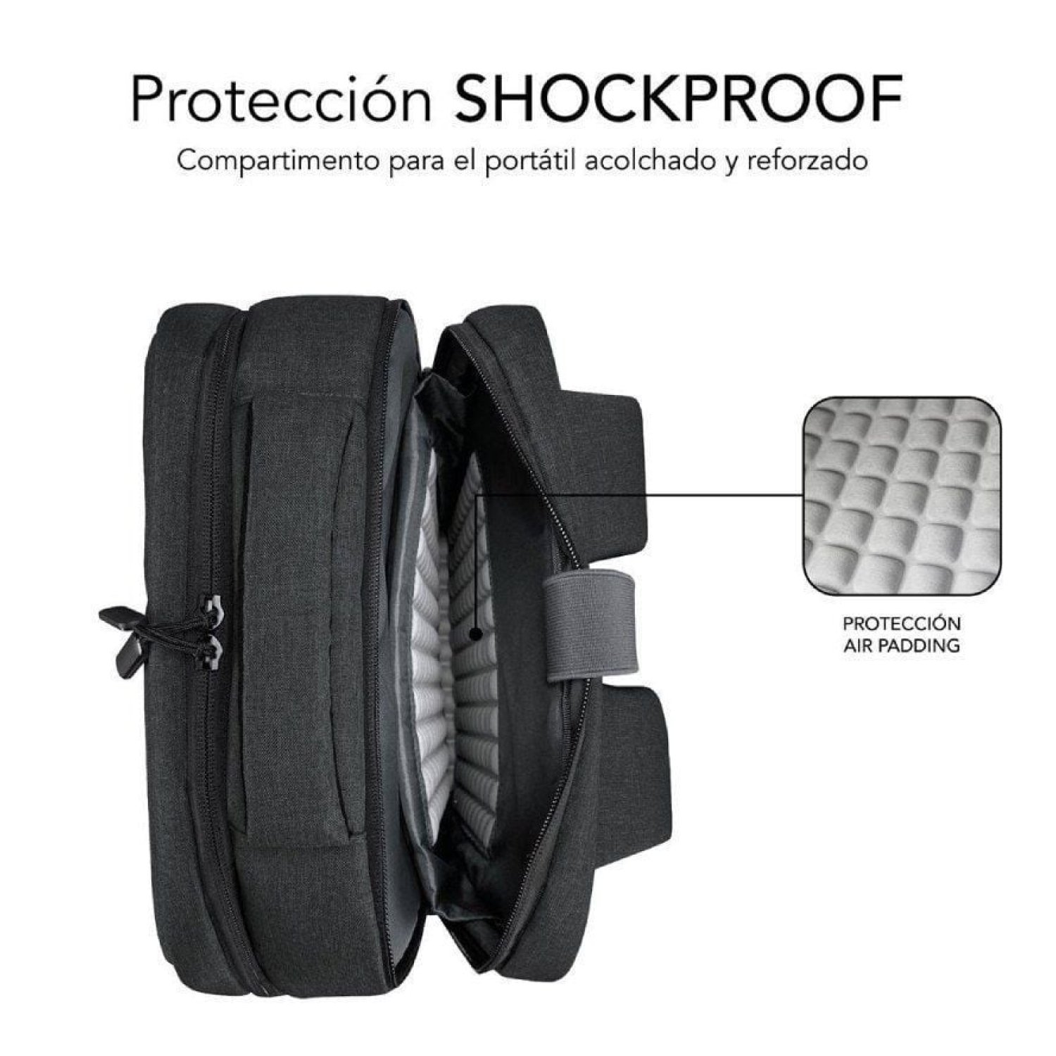 Subblim Traveller Airpadding · Mochila para Portátiles 15,6" · Puerto USB · Gris
