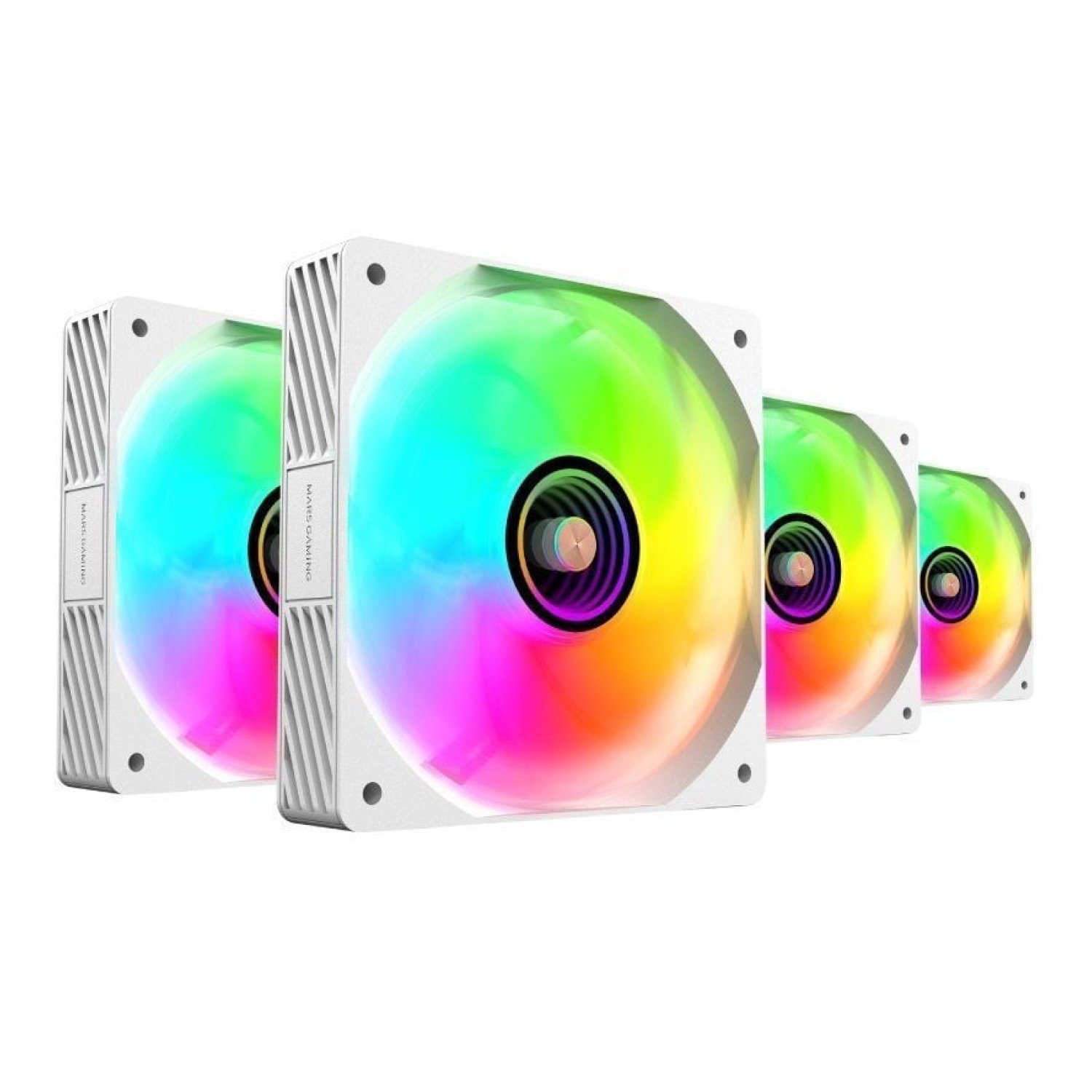 Mars Gaming MF-SI4KIT · Pack 4 Ventiladores 12cm · ARGB · Control Remoto · Blancos
