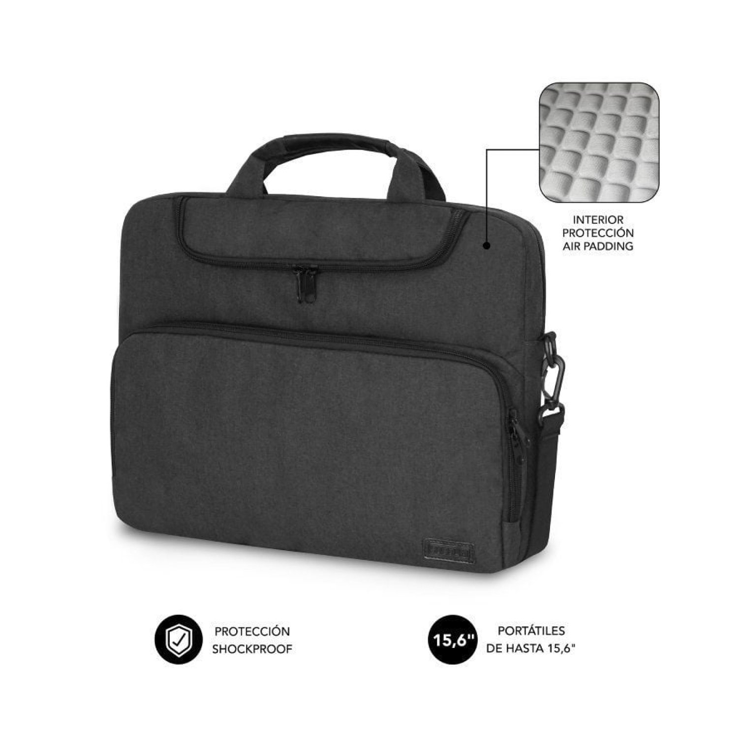 Subblim Air Padding · Maletín para Portátil · hasta 15,6" · Gris Oscuro