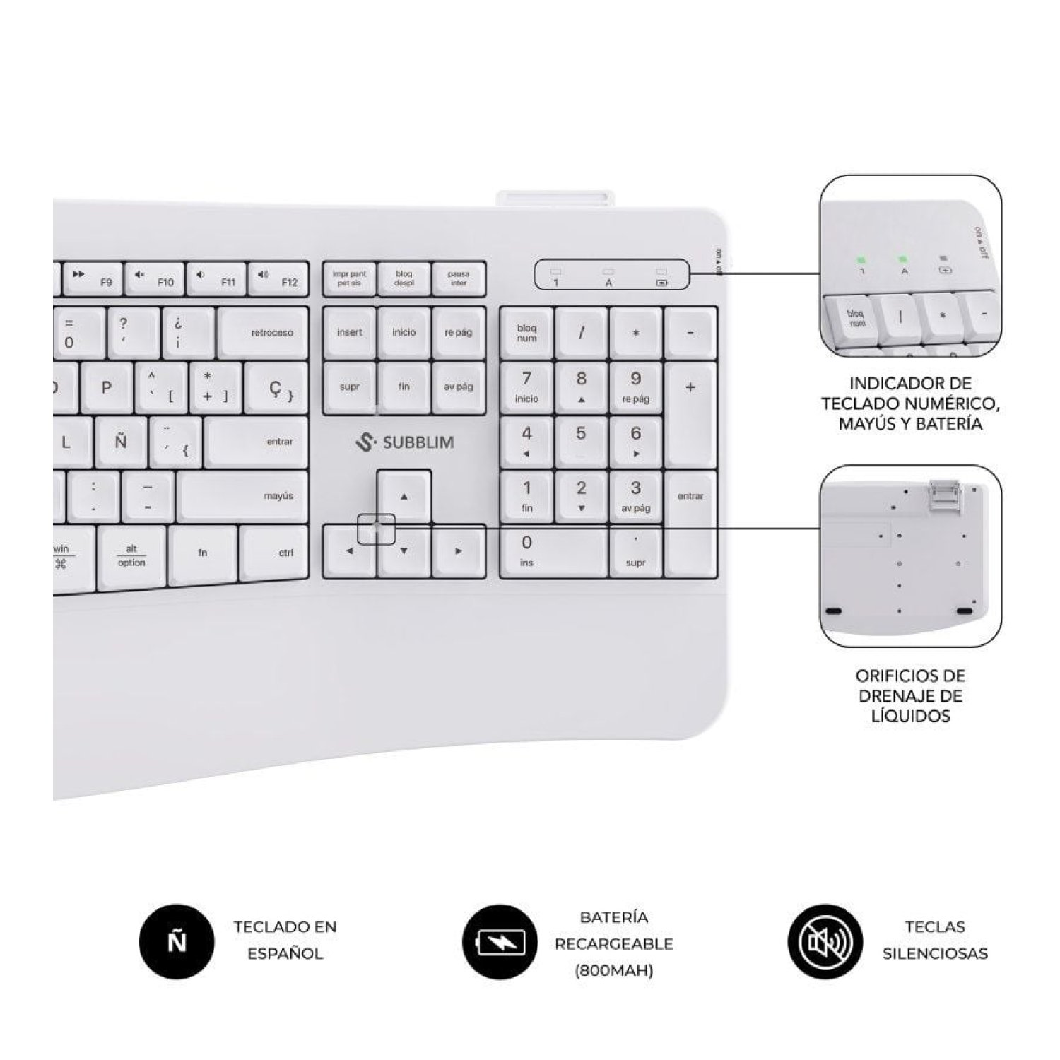 Subblim Combo Dual Office Prowave · Teclado y Ratón Inalámbrico · Blanco