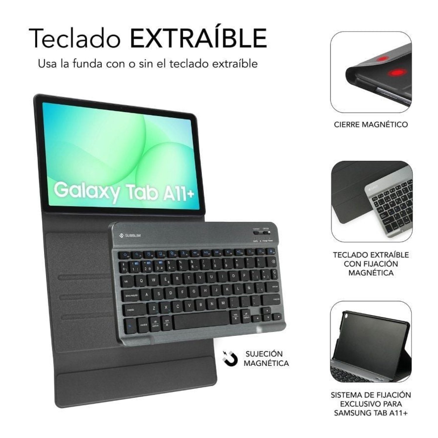 Subblim KeyTab Pro BT · Funda con Teclado · Samsung Galaxy A11+ · Negra