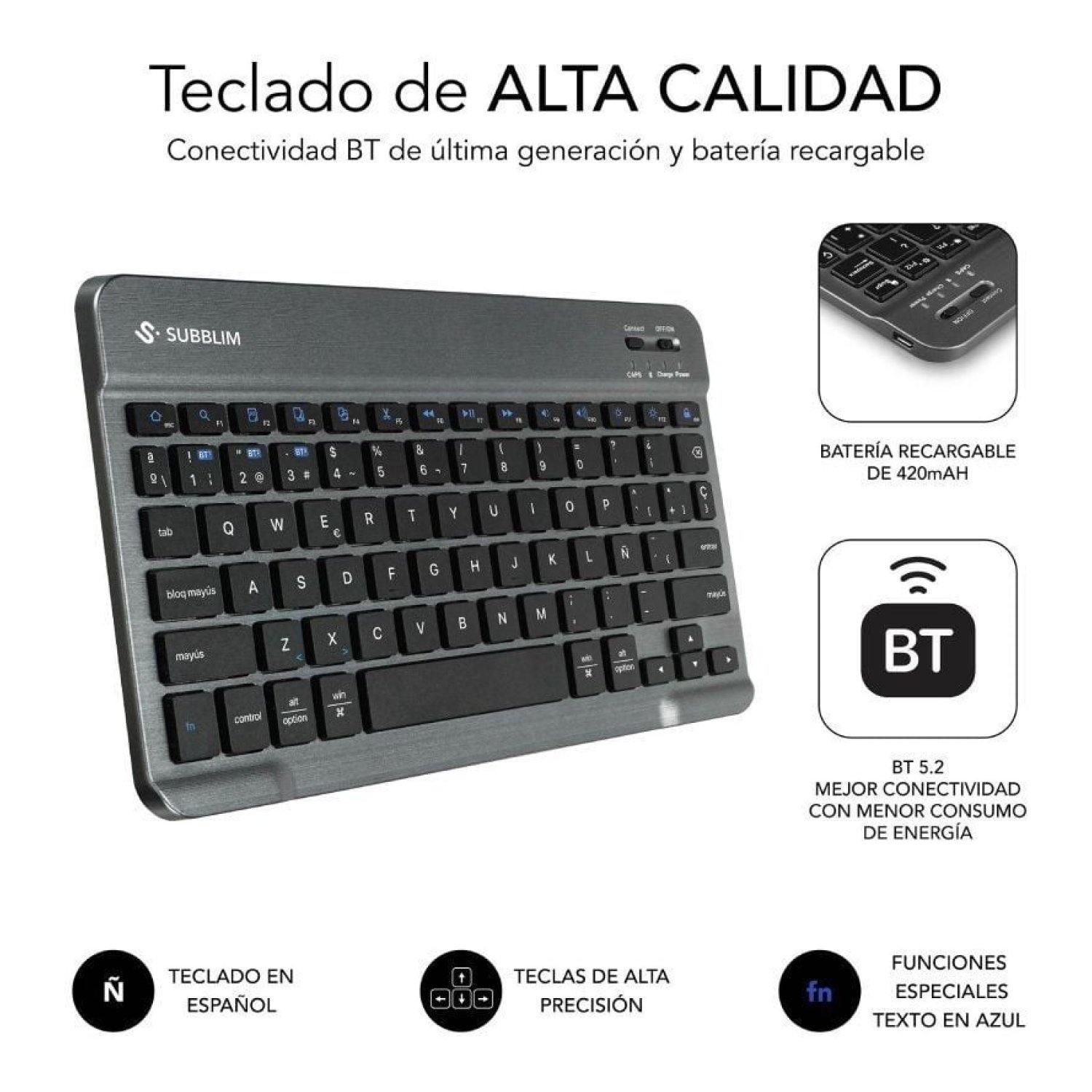 Subblim KeyTab Pro BT · Funda con Teclado · Samsung Galaxy A11+ · Negra