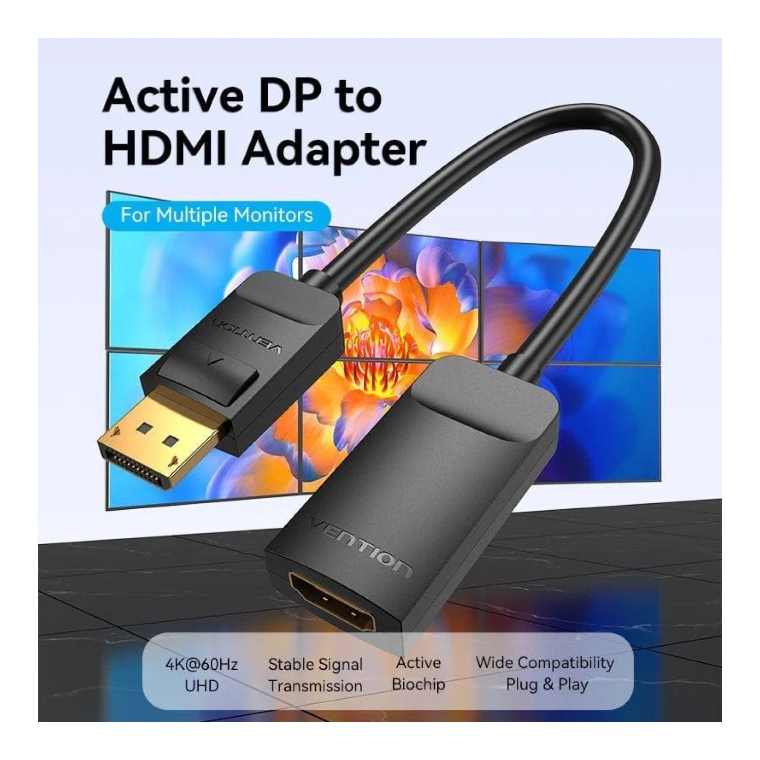 Vention · Cable Conversor DisplayPort a HDMI · 4K · 15cm · Negro