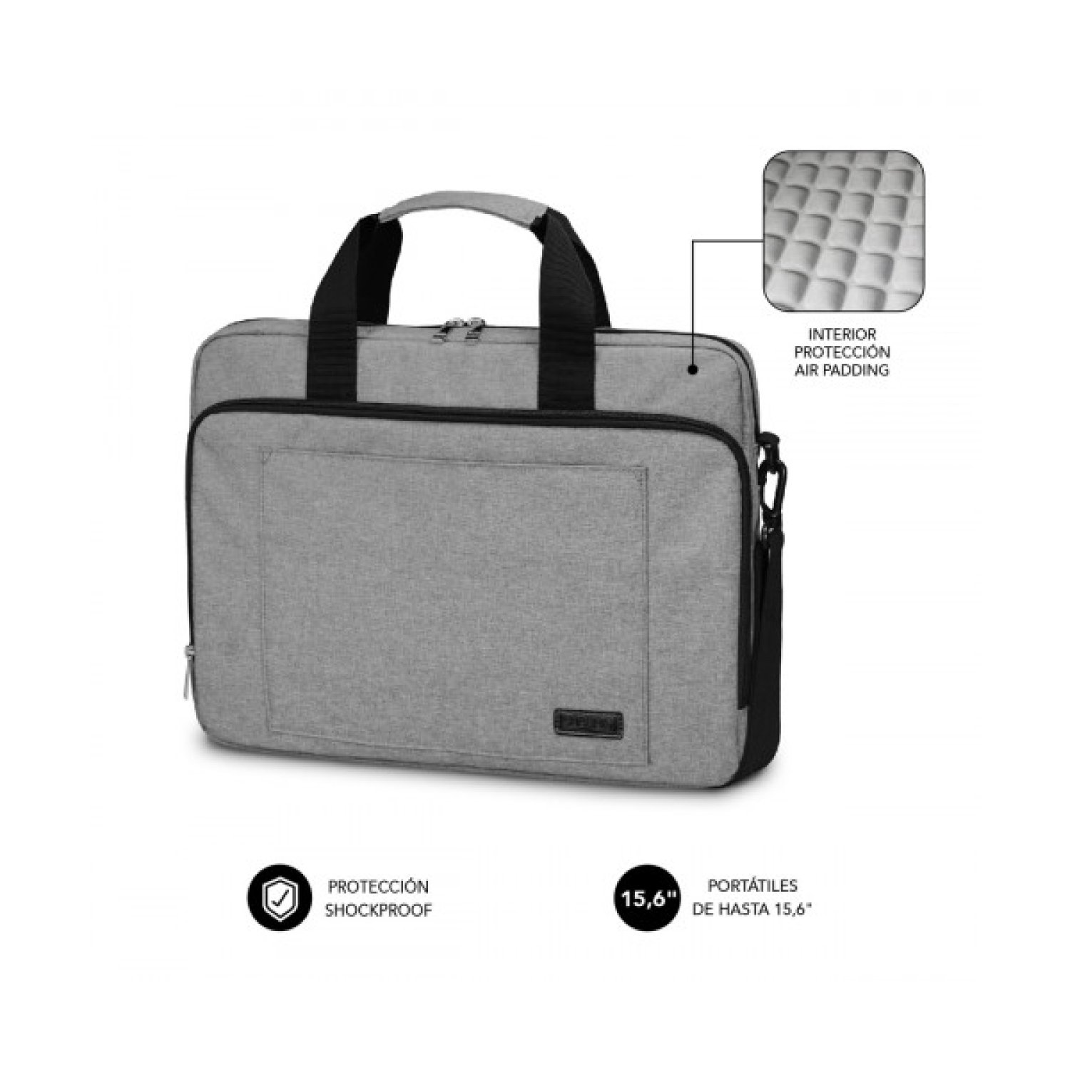 Subblim Air Padding Laptop Bag · Maletín 15,6" · Cinta Trolley · Gris