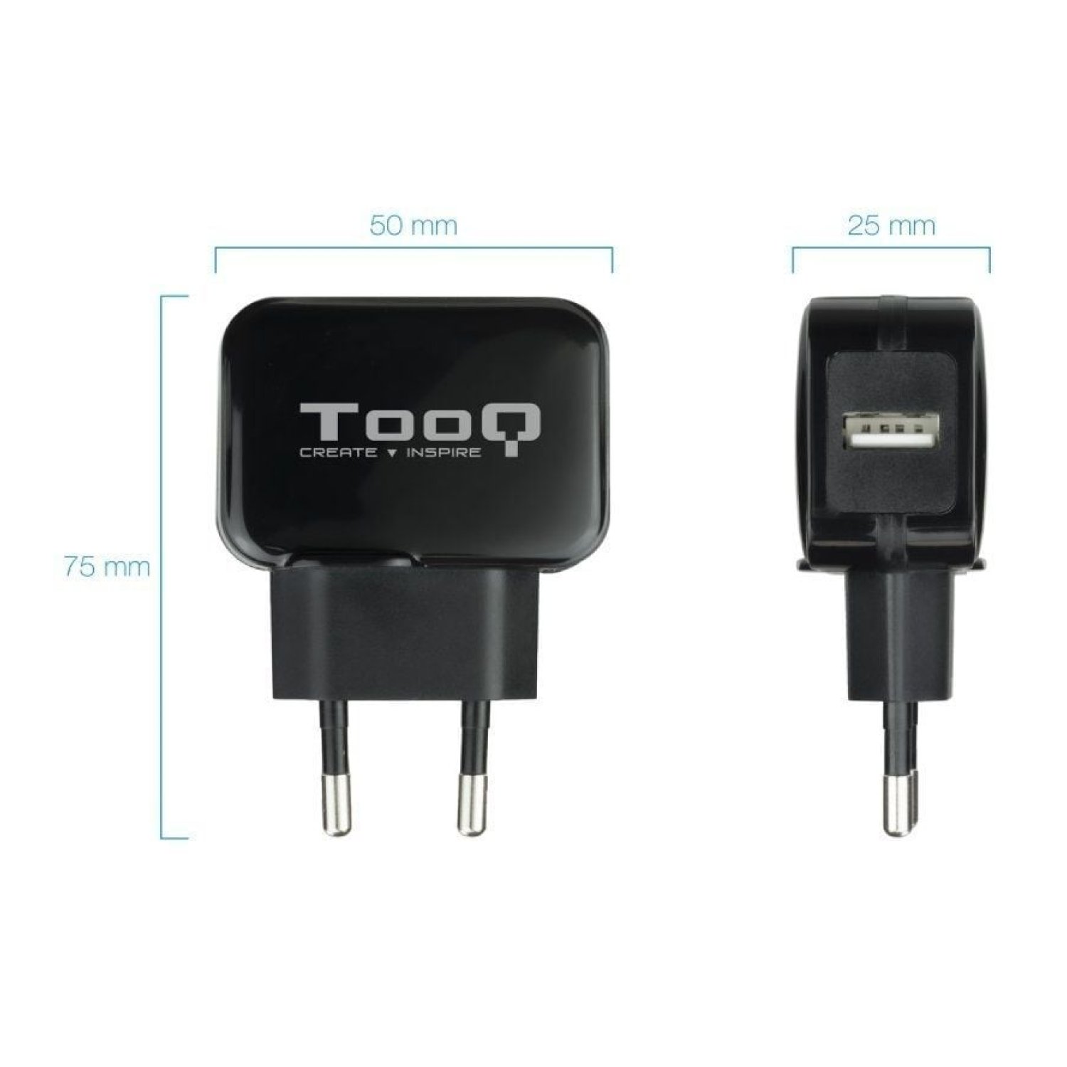 TooQ Cargador de Pared · 1x USB · 12W · Negro