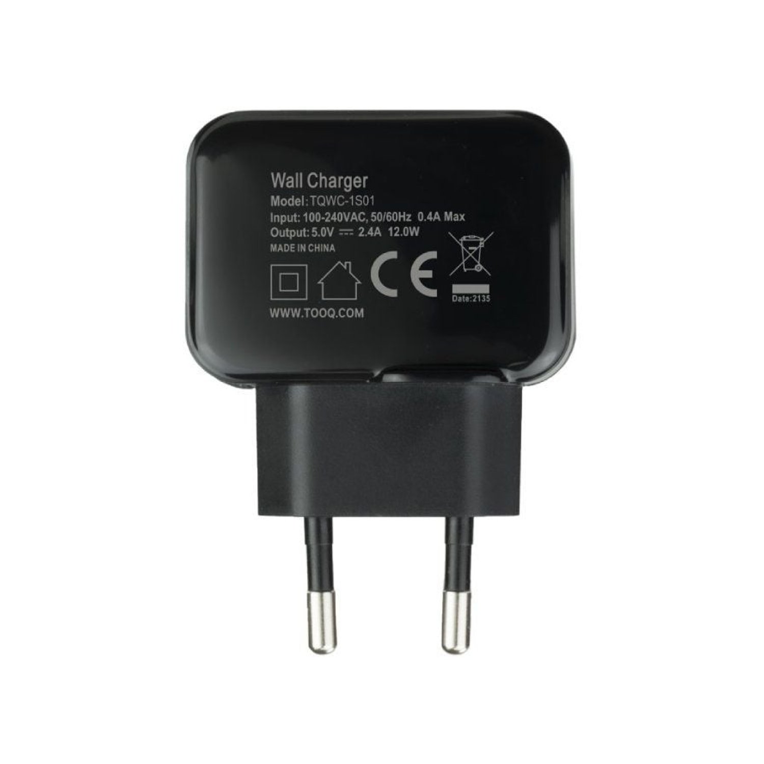 TooQ Cargador de Pared · 1x USB · 12W · Negro