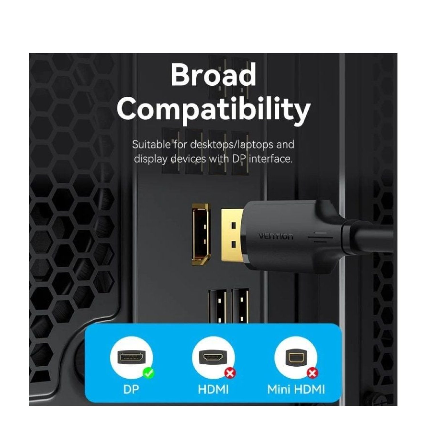 Vention · Cable DisplayPort · 1m · 4K · Negro