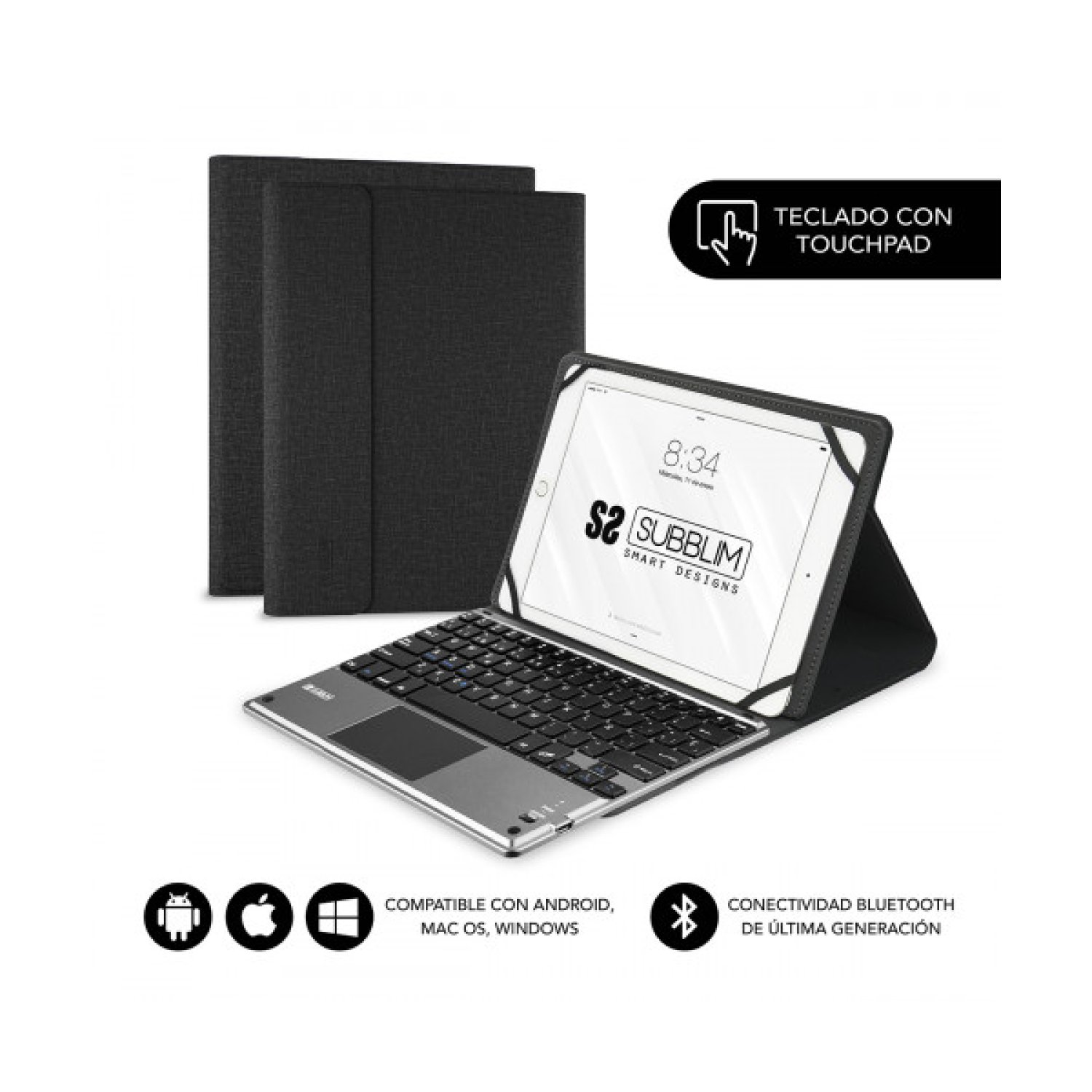 Subblim Keytab Pro · Funda Teclado Bluetooth · Tablets 9,6"-10,8" · Touchpad · Negra