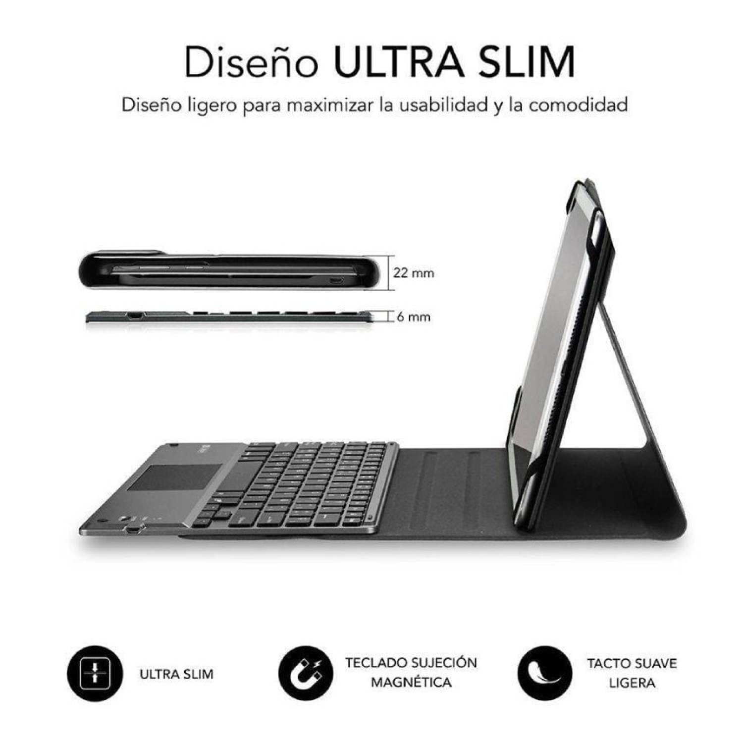 Subblim Keytab Pro · Funda Teclado Bluetooth · Tablets 9,6"-10,8" · Touchpad · Negra