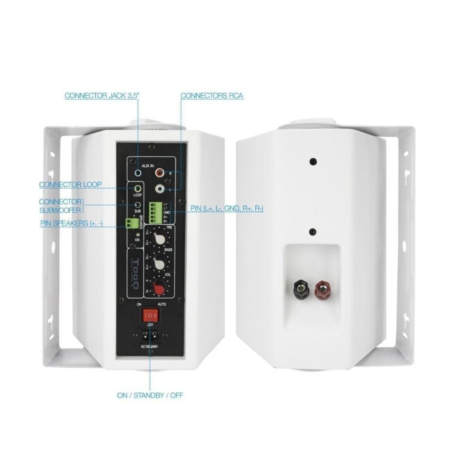 TOOQ Altavoces Autoamplificados · 60W · 2.0 · Blancos