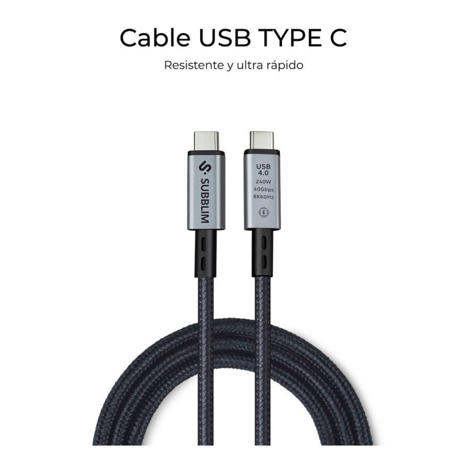 Subblim · Cable USB-C 4.0 · 240W · 40Gbps · 1,5m