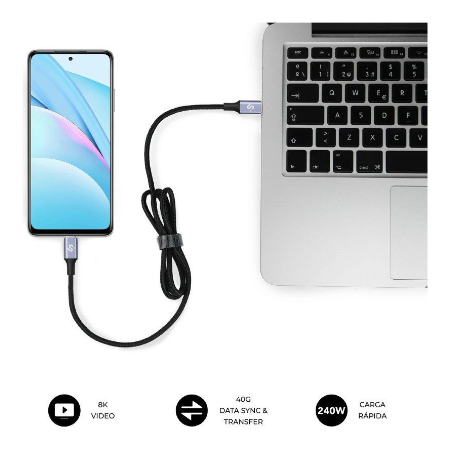 Subblim · Cable USB-C 4.0 · 240W · 40Gbps · 1,5m