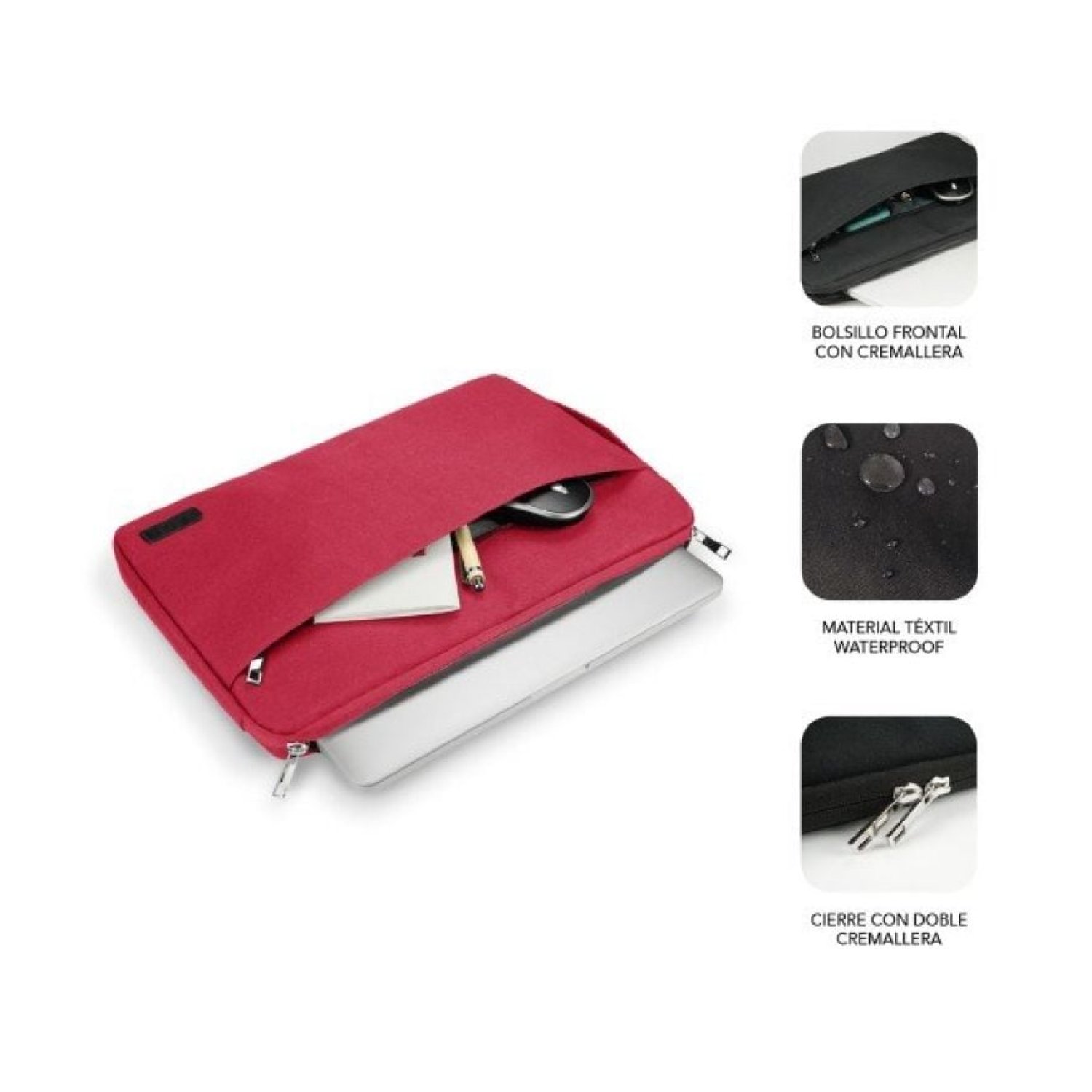 Subblim Urban Laptop Sleeve · Funda Portátil hasta 15,6" · Roja