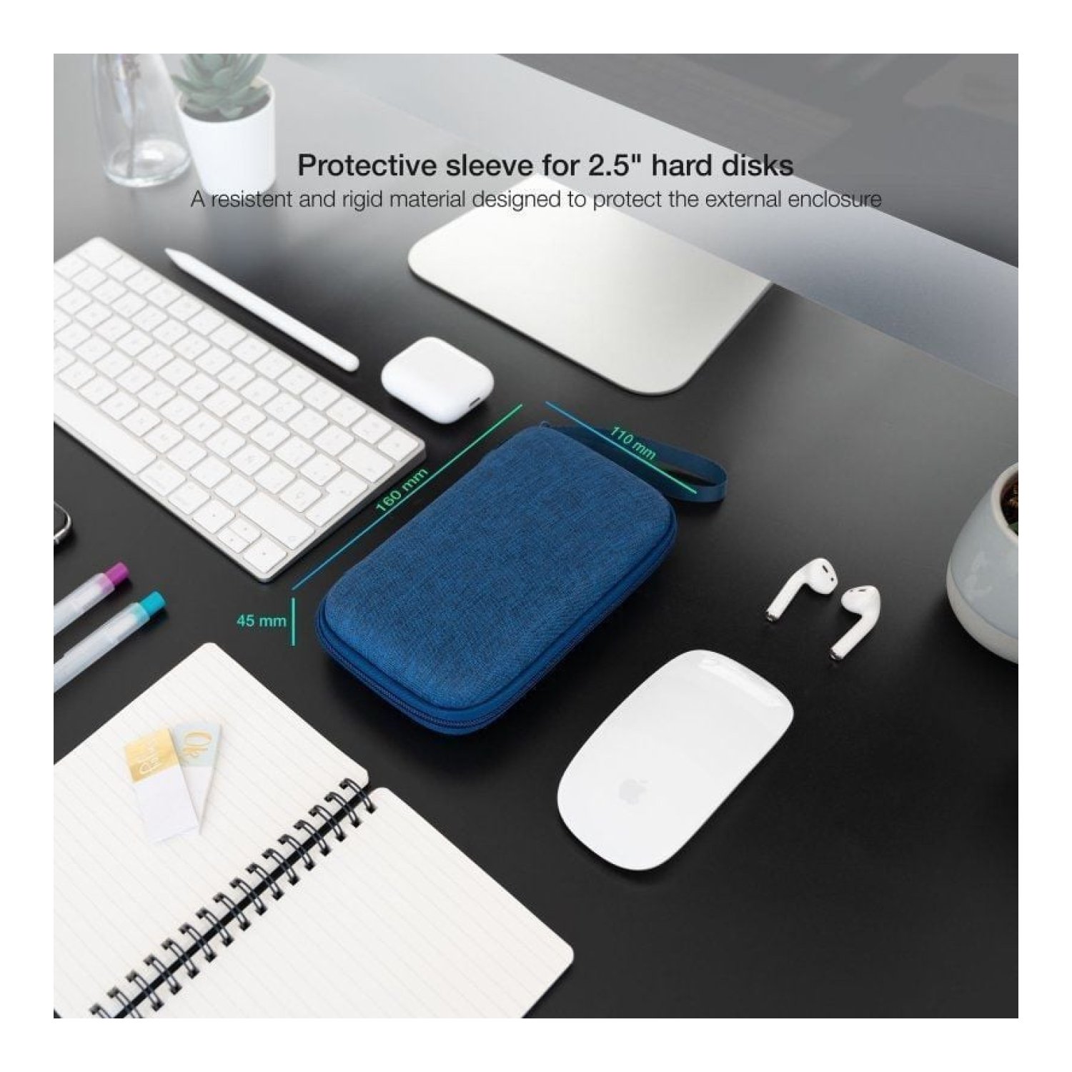 TooQ · Funda Disco Externo 2,5" · Protección Rígida · Azul Pacífico