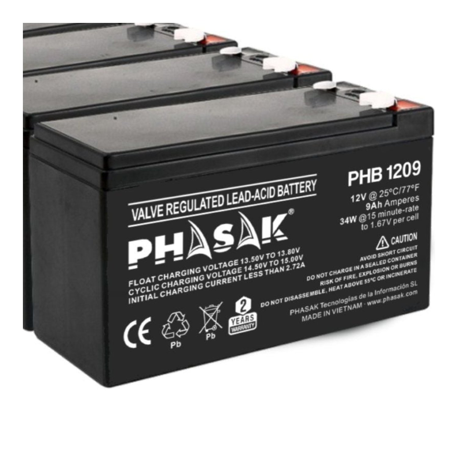 Phasak PHB 1209 · Batería Compatible SAI/UPS · Repuesto Oficial