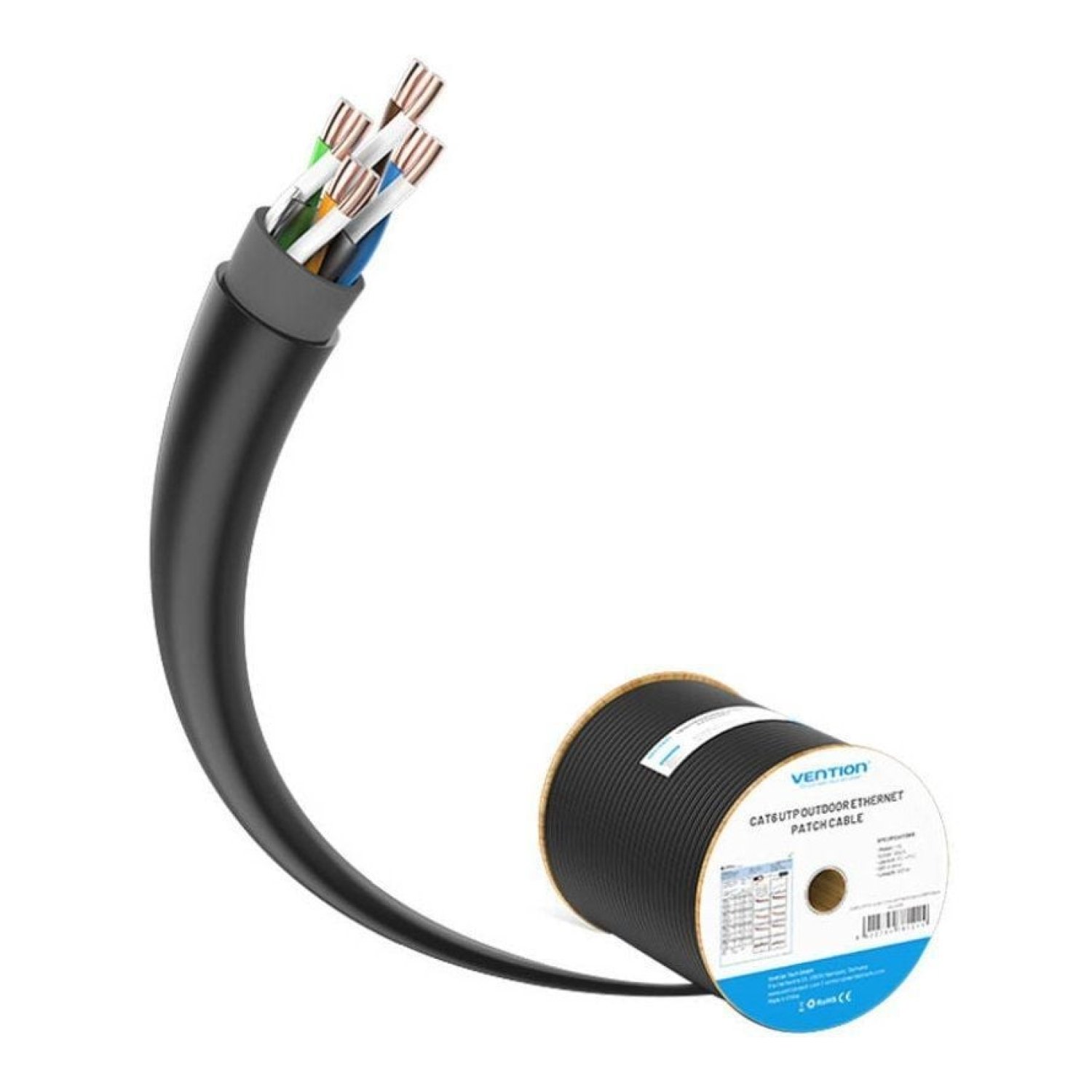 Bobina de Cable RJ45 UTP Vention IHLB305 Outdoor Patch Cat.6/ 305m/ Negro