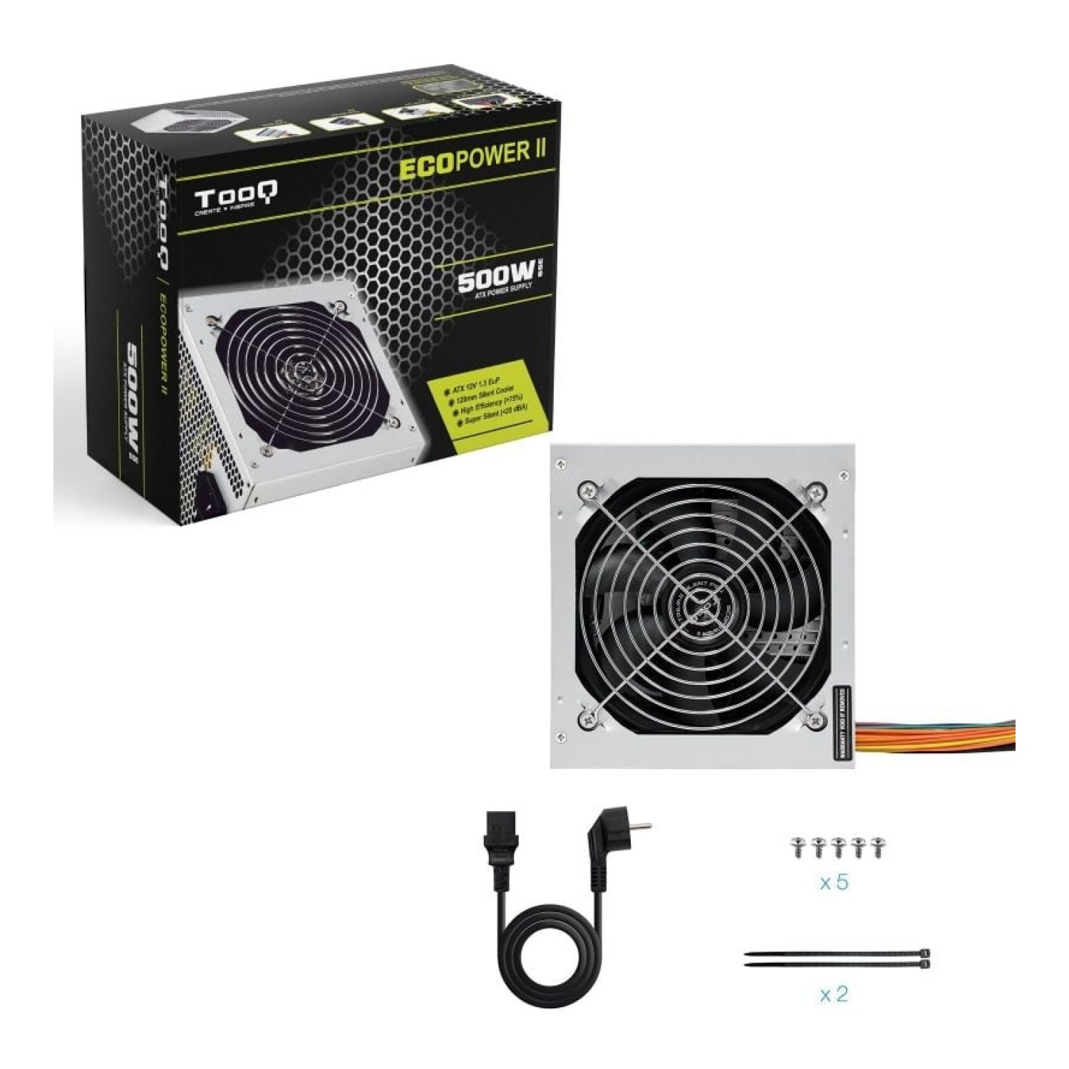 TooQ TQEP-500SSE · Fuente 500W · Ventilador 12cm