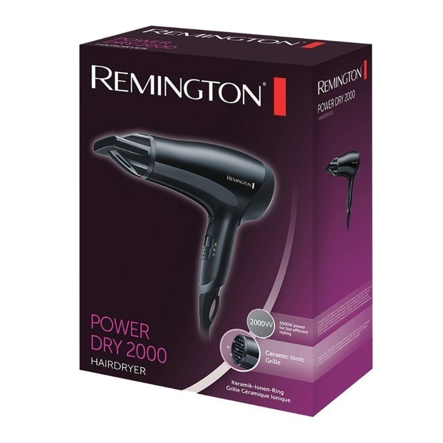 Remington Power Dry 2000 · Secador Iónico · 2000W · Negro