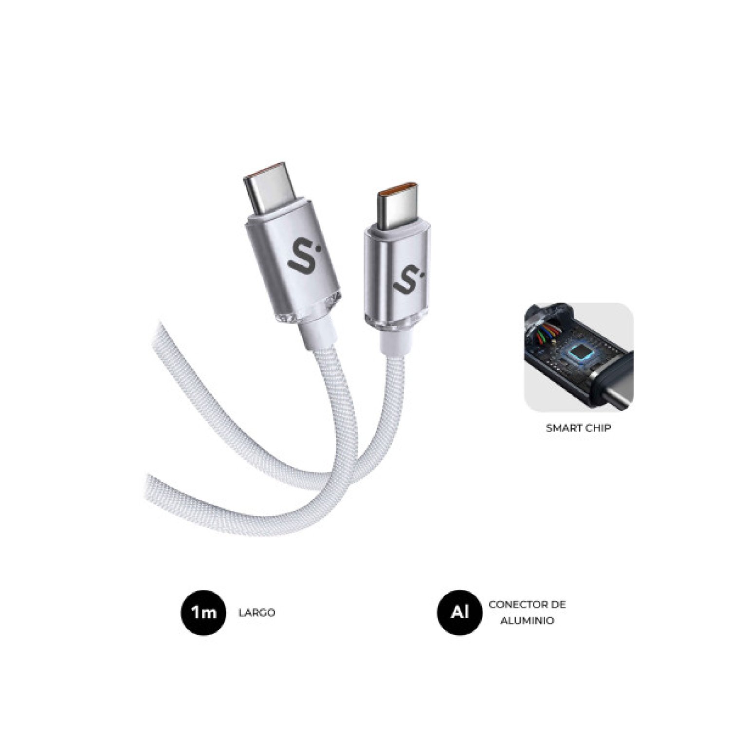 Subblim Optimus · Cable USB-C a USB-C · 60W · 480Mbps · 1m · Blanco