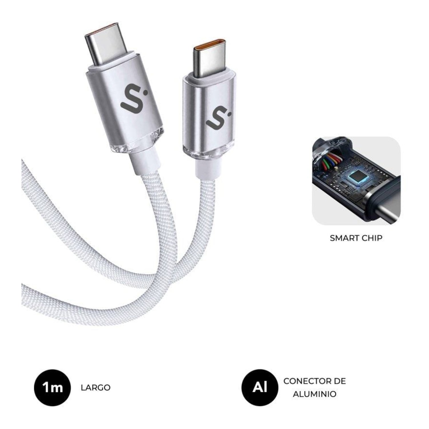 Subblim Optimus · Cable USB-C a USB-C · 60W · 480Mbps · 1m · Blanco