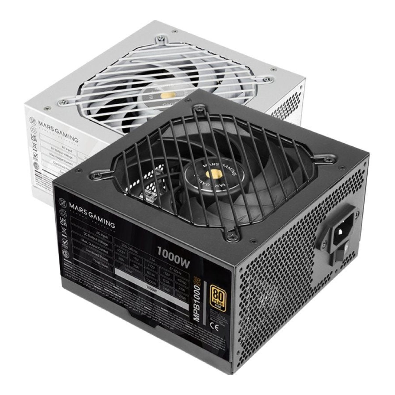 Mars Gaming MPB1000SI · Fuente 1000W · 80 Plus Gold · Ventilador 12cm