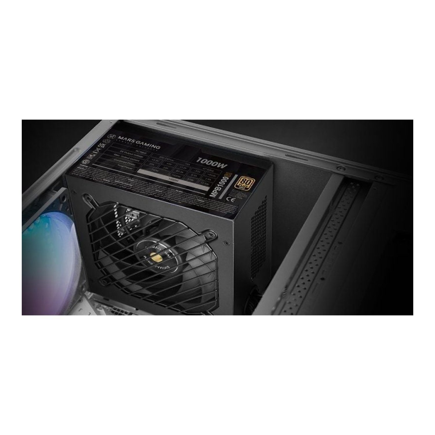 Mars Gaming MPB1000SI · Fuente 1000W · 80 Plus Gold · Ventilador 12cm