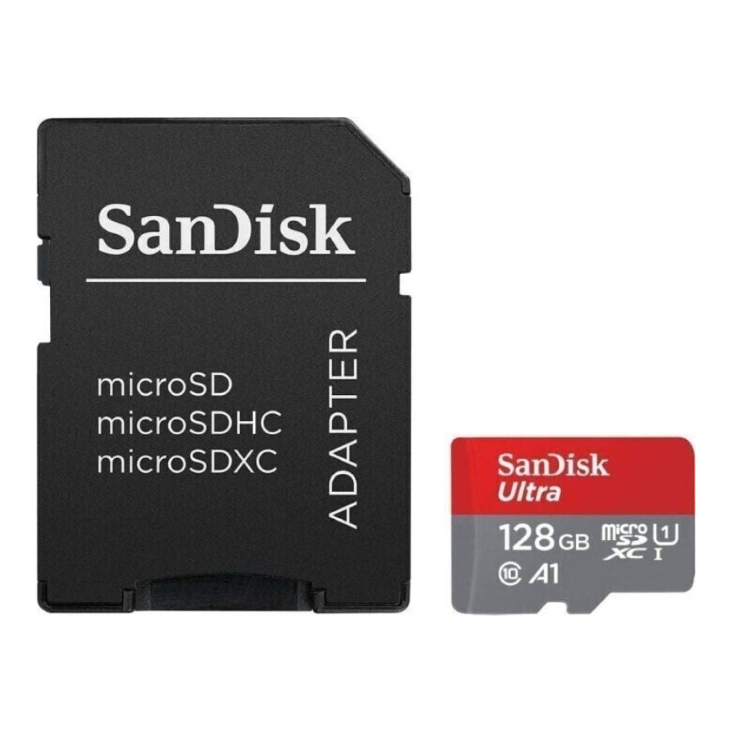 SanDisk Ultra · microSD XC 128GB · Clase 10 · 140MB/s · Con Adaptador