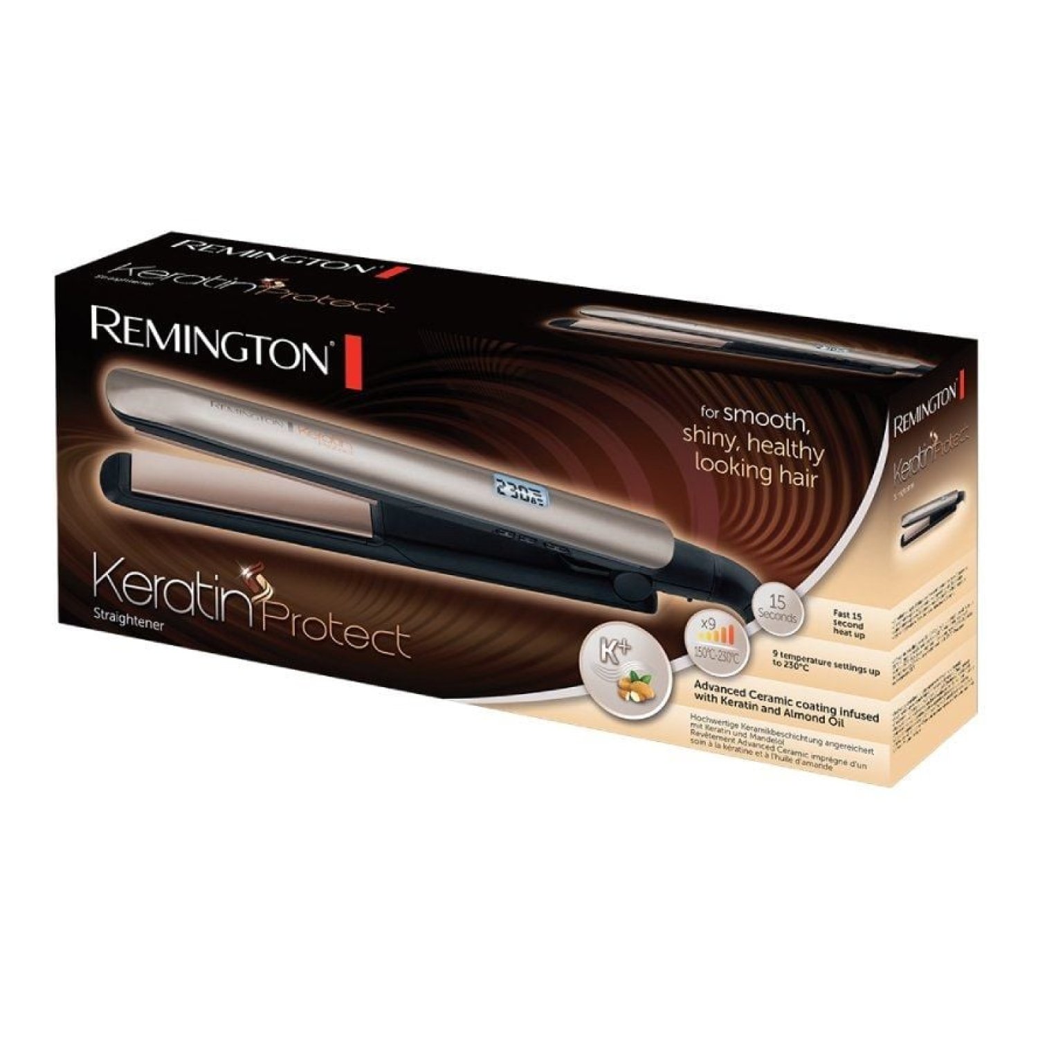 Remington Keratin Protect S8540 · Plancha de Pelo · Protección Keratin · Bronce