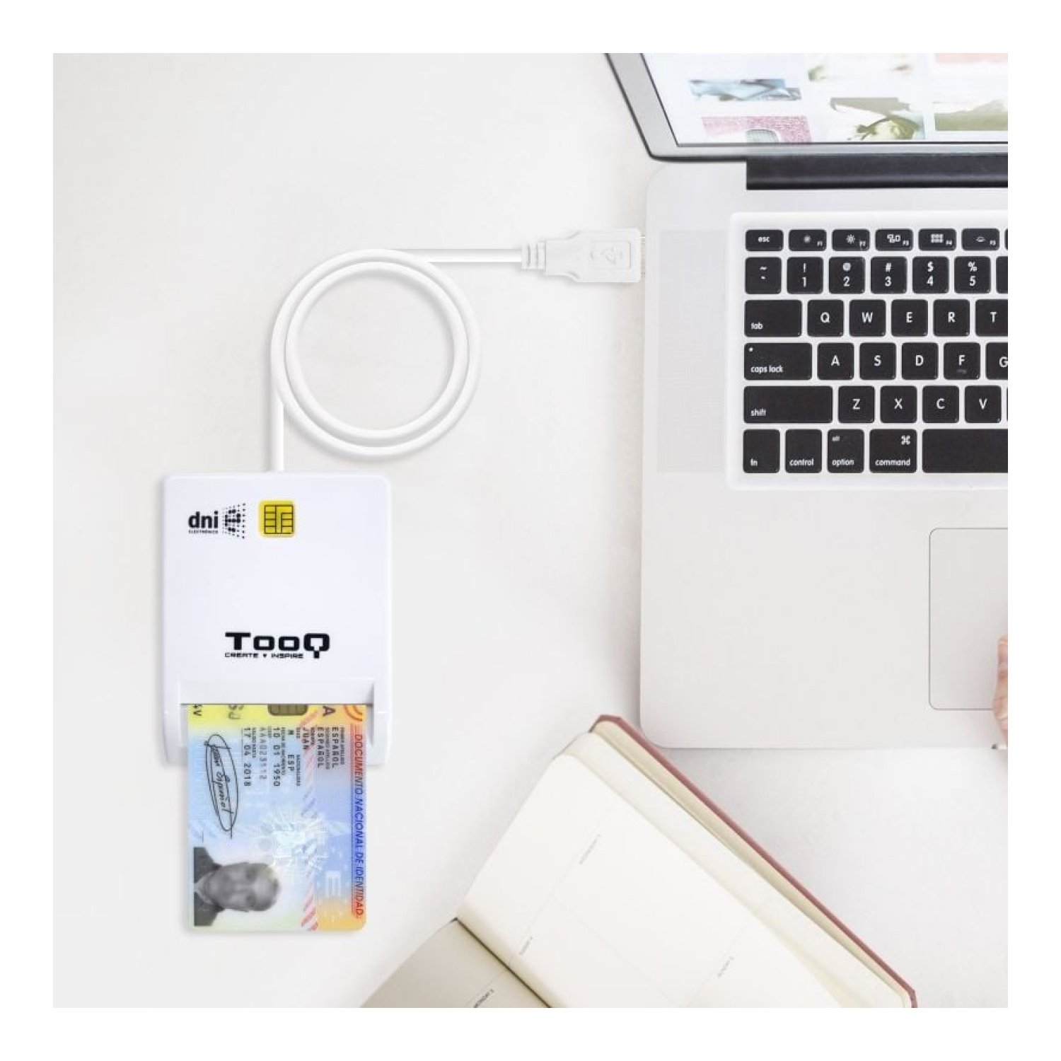 TooQ TQR-210W · Lector de DNI · USB 2.0 · Blanco