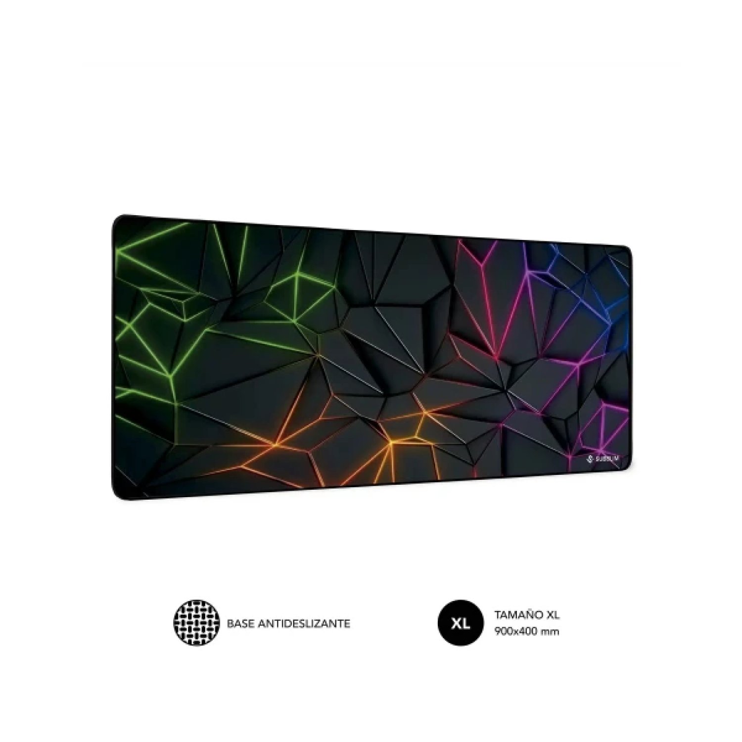 Subblim Neon Obsidian XL · Alfombrilla Gaming · 900 x 400 x 3 mm