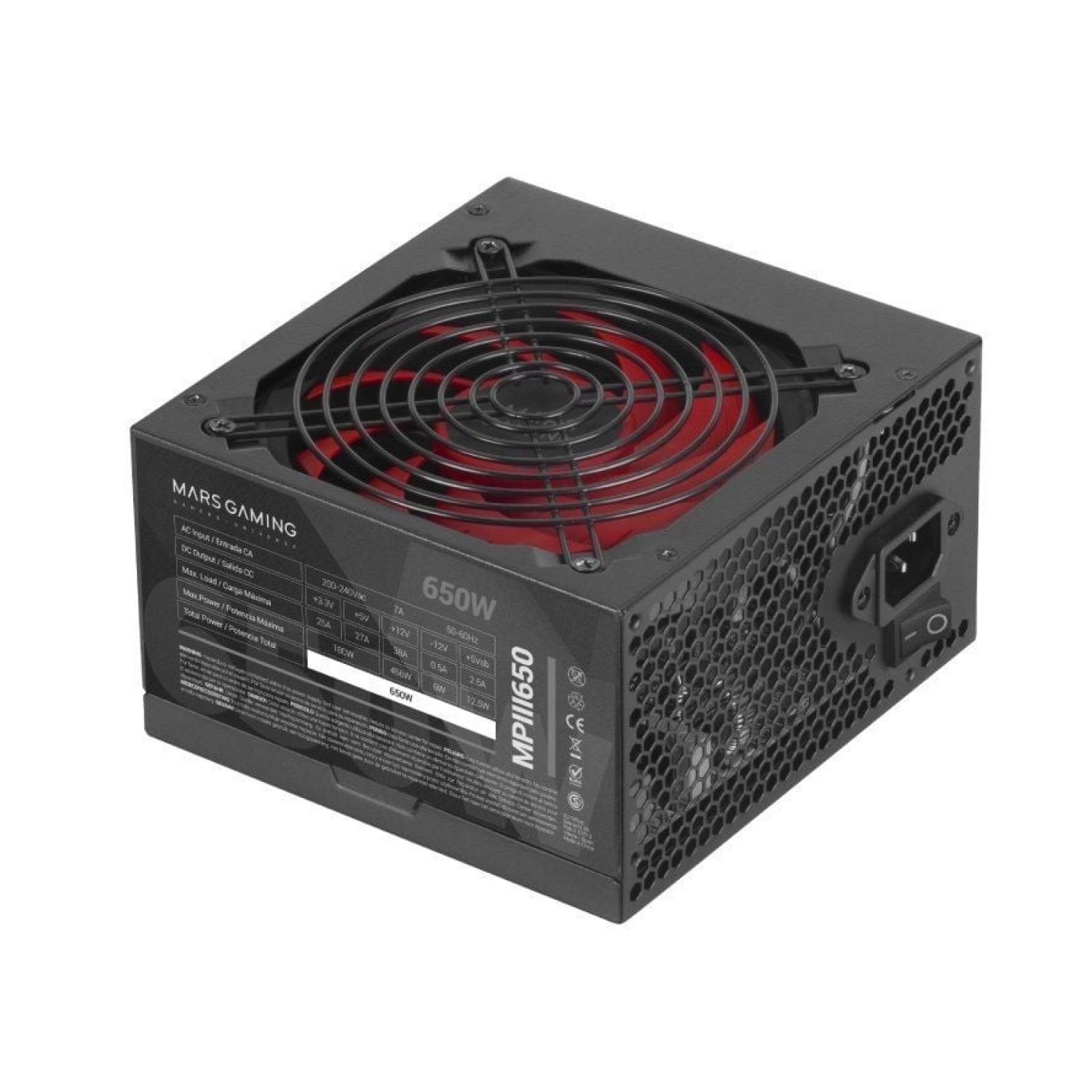 Mars Gaming MPIII · Fuente Alimentación 650W · Ventilador 12cm