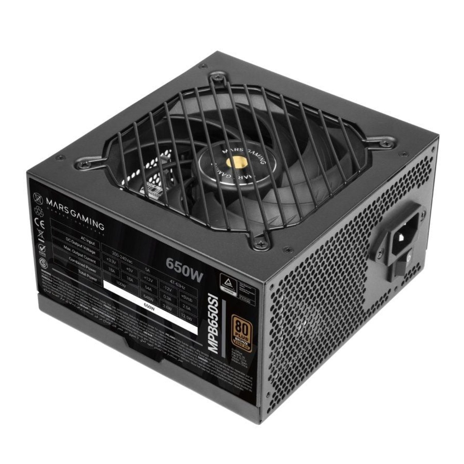 Mars Gaming MPB650SI · 650W · 80 Plus Bronze · Ventilador 12cm