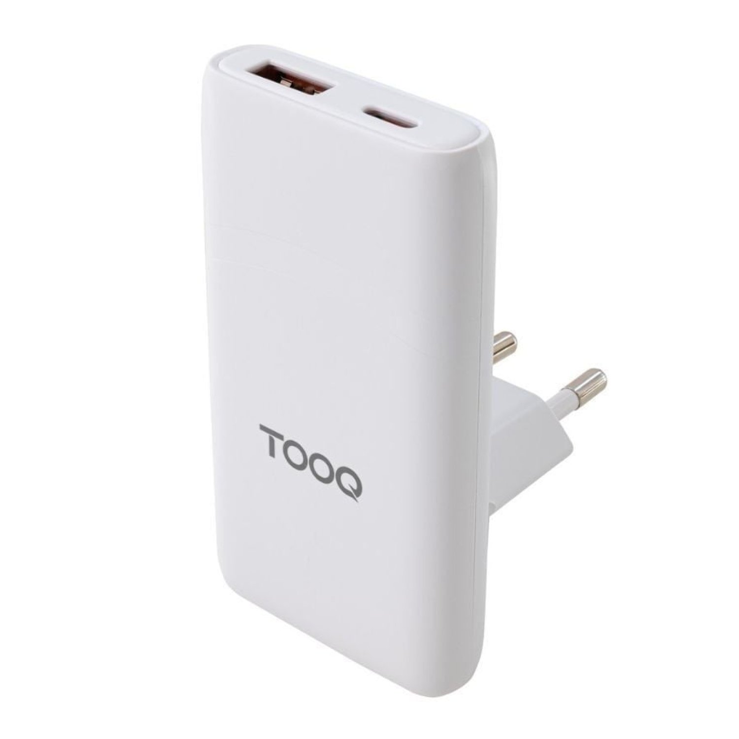 TooQ Cargador GaN Universal · 65W · USB-C + USB · Compacto para Viaje