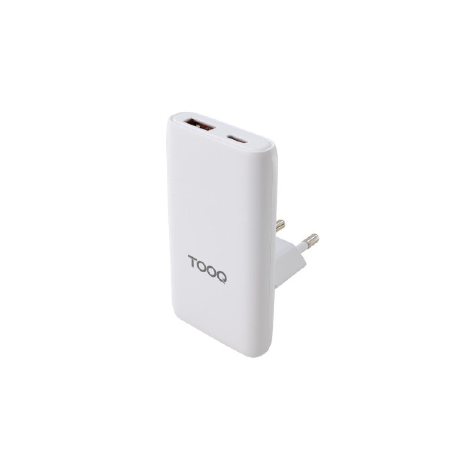 TooQ Cargador GaN Universal · 65W · USB-C + USB · Compacto para Viaje