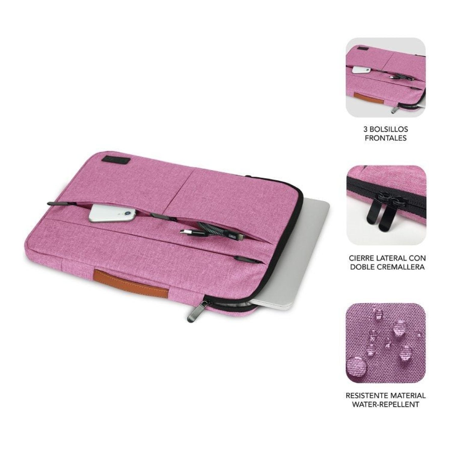 Subblim Air Padding 360 Sleeve · Funda Portátil 15,6" · Rosa · Protección 360°