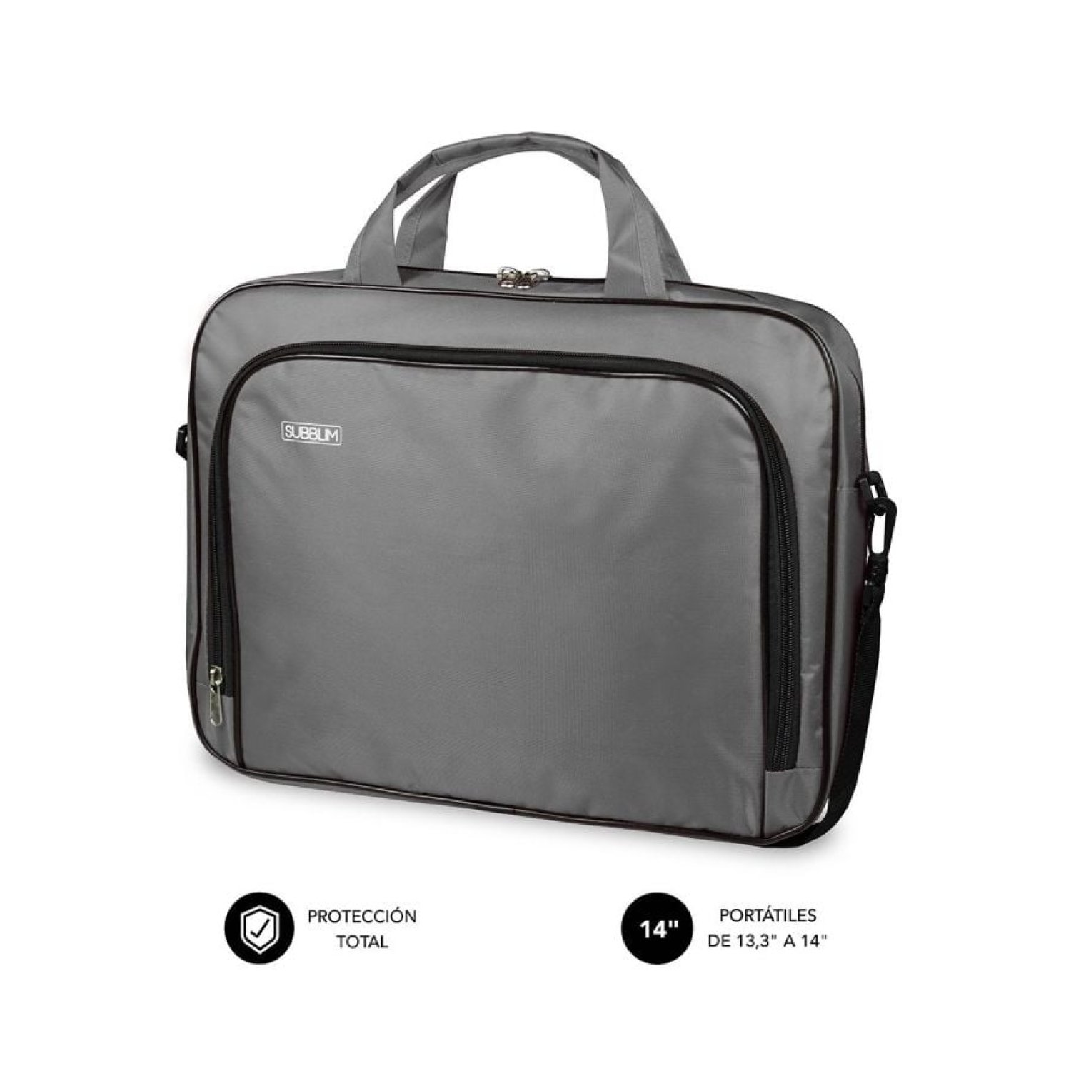 Subblim Oxford · Maletín para Portátiles · Hasta 14" · Gris