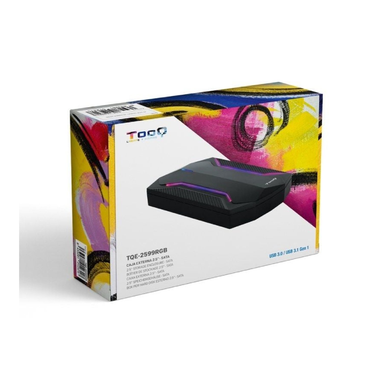 TooQ Caja Externa Gaming · 2,5" · USB 3.1 · RGB · Sin tornillos